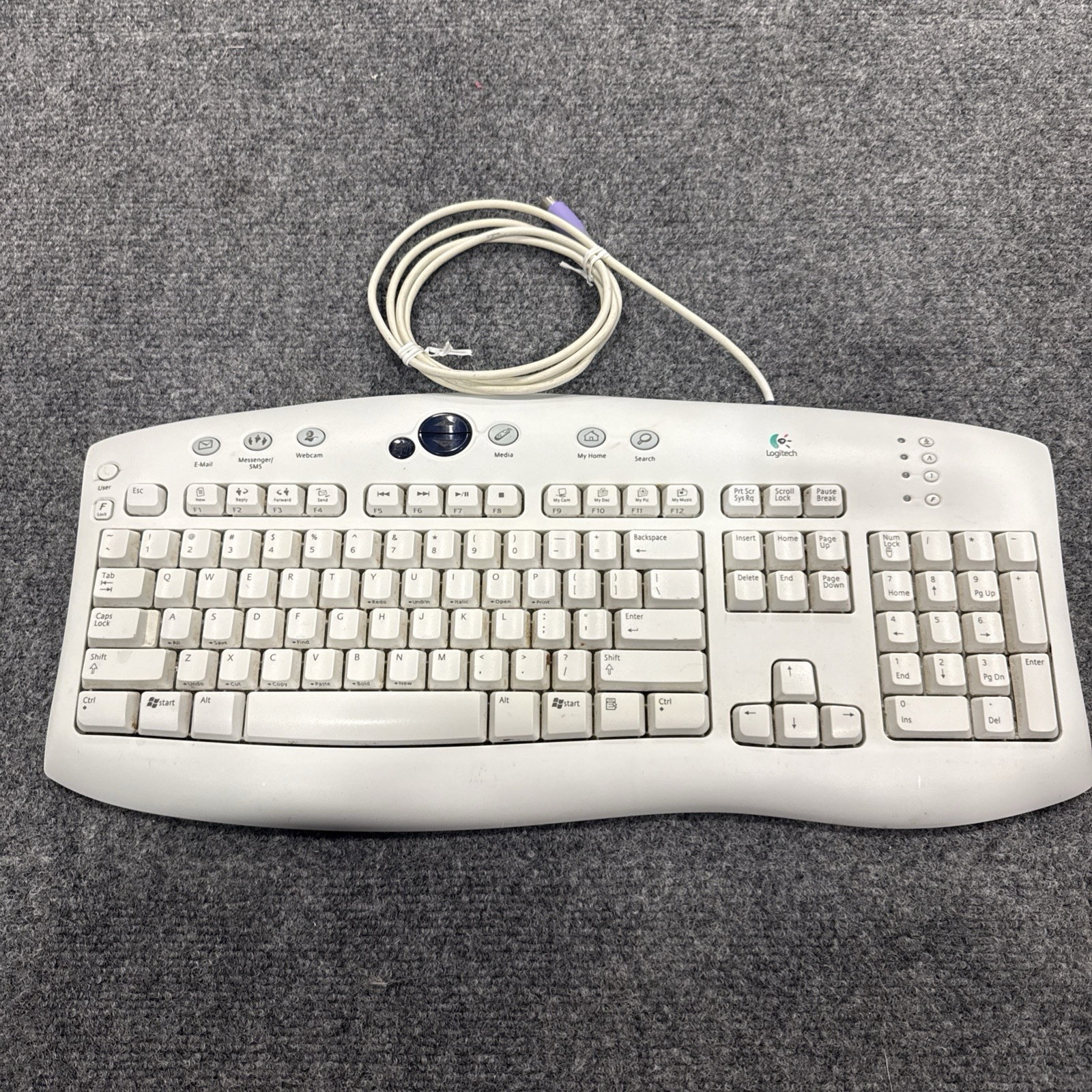 Logitech-Wired PS/2 Keyboard-Multimedia Keys Y-SR34-White 