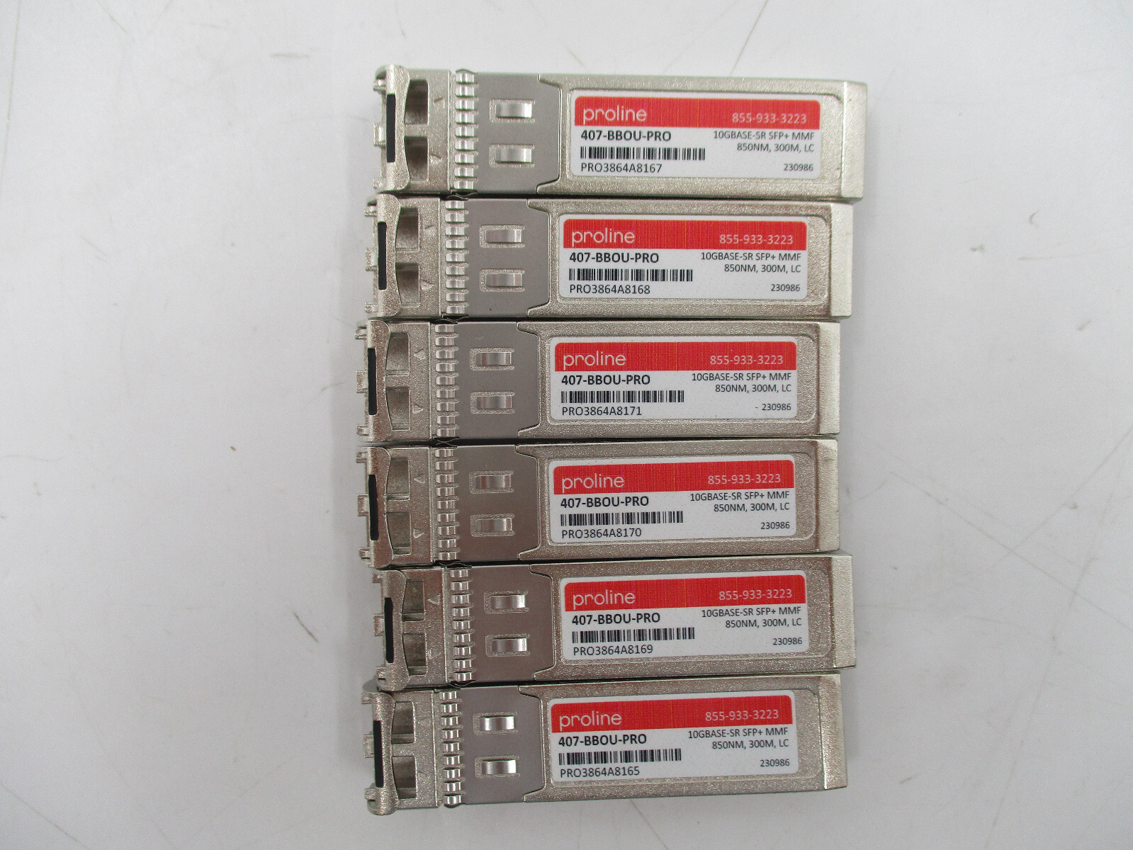 Lot of 6 Proline Compatible 10GBASE-SR SFP+ MMF 850NM 300M P/N: 407-880U-PRO