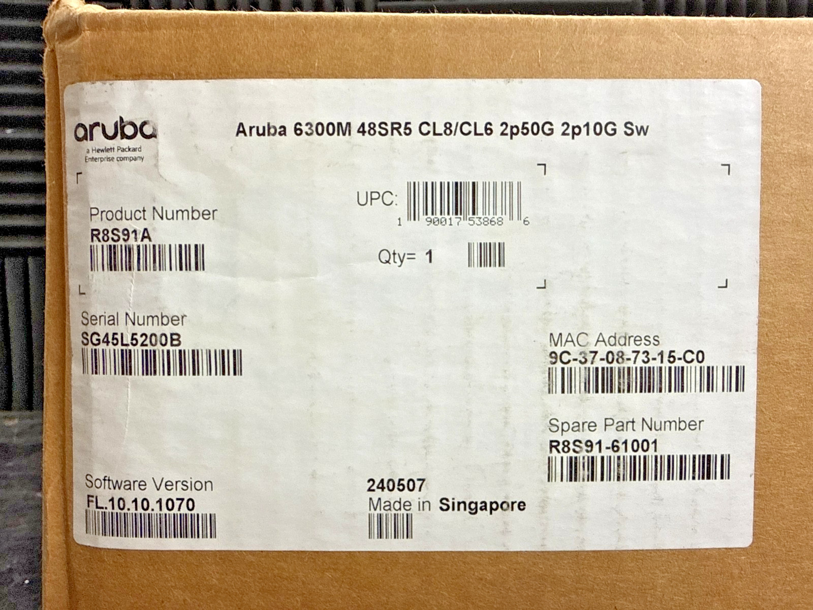 HPE Aruba CX 6300 48 port 1/2.5/5 Gigabit + 2 port 25/50 QSFP56 Switch R8S91A ✅✅