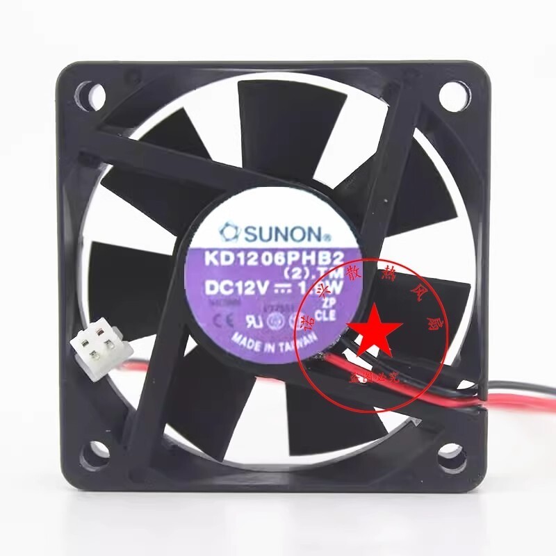 SUNON KD1206PHB2(2).TM 6015 DC12V 1.9W 3-Wire Cooling Fan