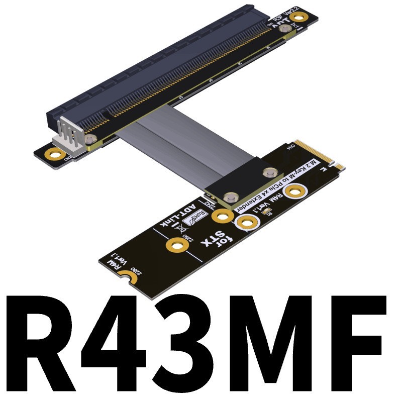 M2 Ngff NVMe STX Onboard Video Extension Cable to PCIe X16 M.2 to 90° 16x ADT New