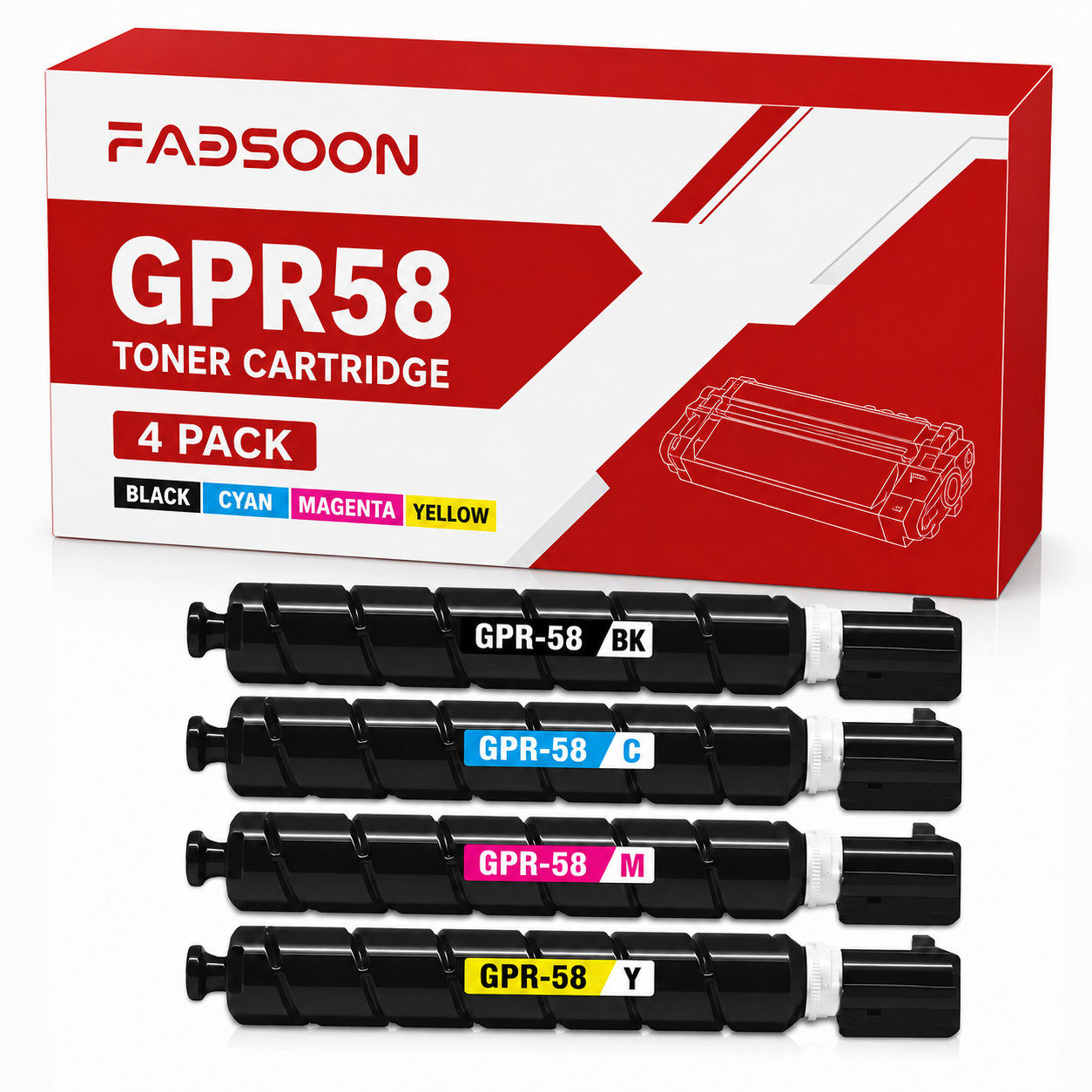 GPR58 4PK With Chip BK/C/M/Y Toner for iR-ADV C256 C356 DX C257 C357 C259iF 4-pk