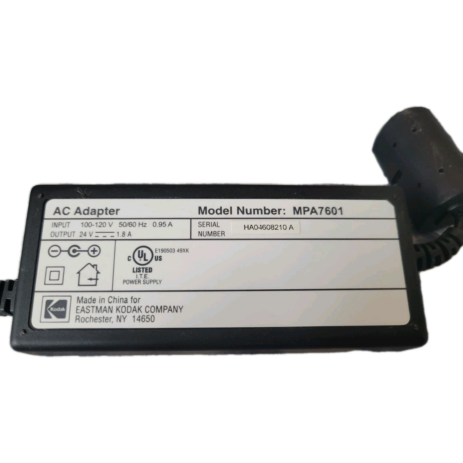 Kodak Easyshare Series 3 Photo Printer Dock Power Supply AC Adapter MPA7601