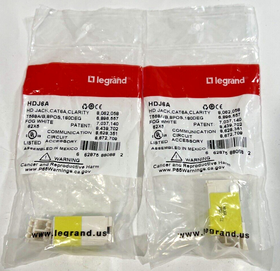 Legrand High Density Jack CAT6A Clarity T568A/B HDJ6A (2-Pack)