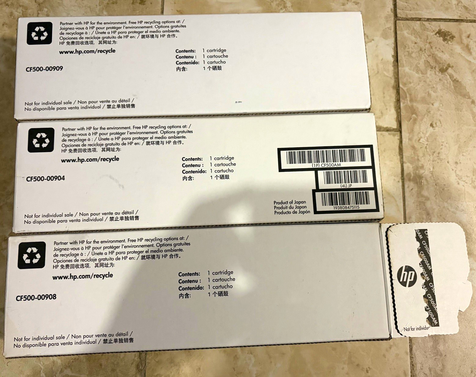HP Genuine Original 202A Laser Toner Cartridges Cyan/Yellow/Magenta CF500AM