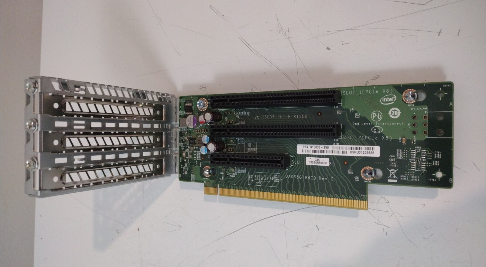Intel 2U 3-Slot PCI-E Riser Board in Bracket PBA G15038-350 DA0S6GTB4C0  Rev : C