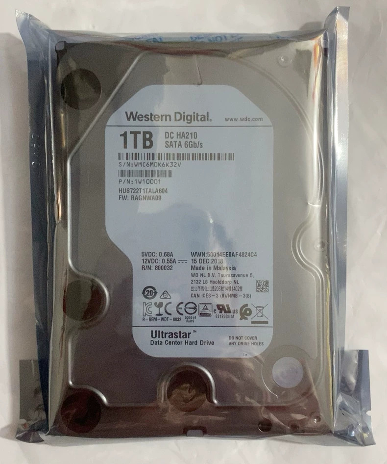 For Western Digital 1W10001 Ultrastar DC HA210 HUS722T1TALA604 1 TB Hard Drive