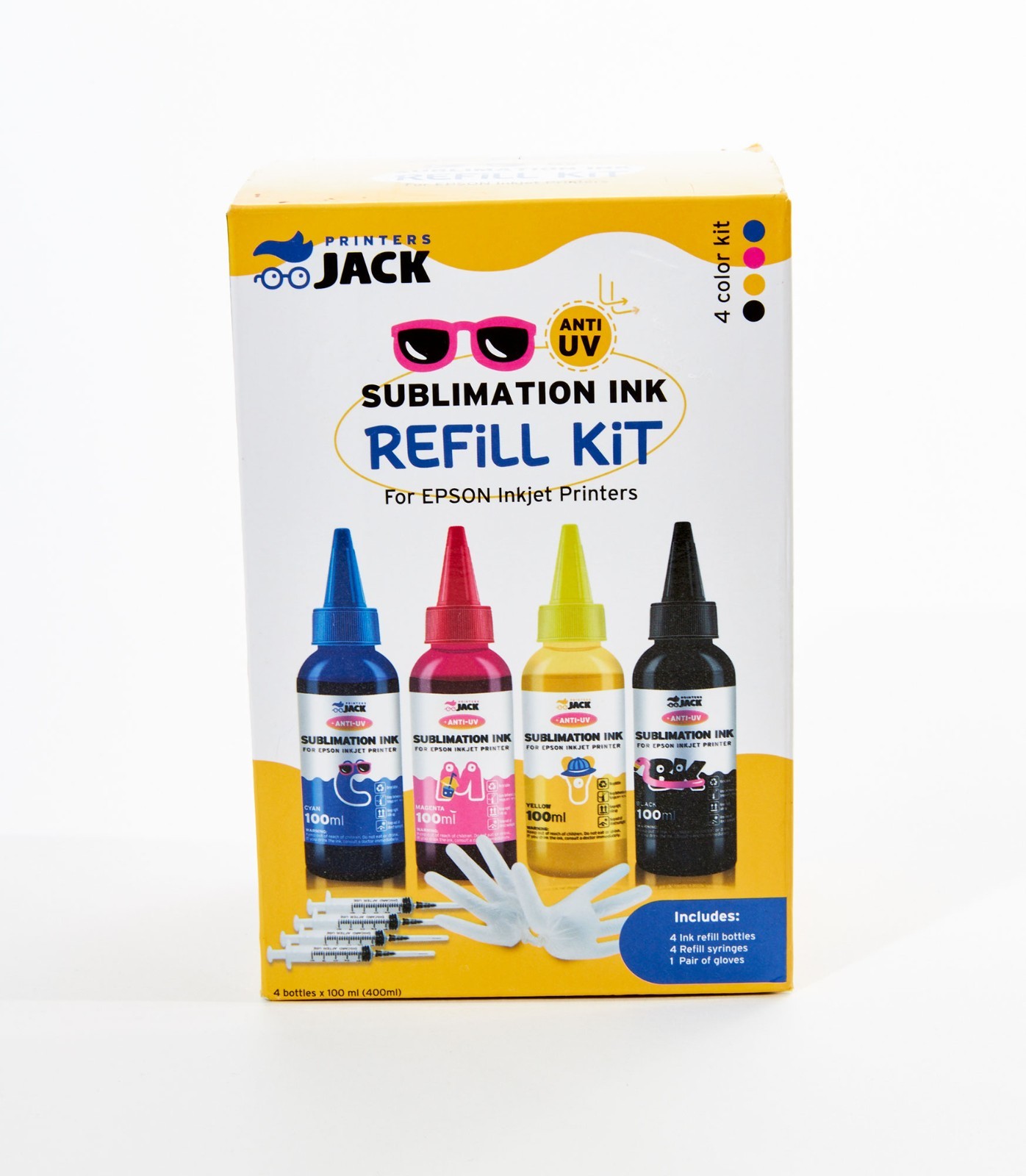 Printers Jack Sublimation Ink Refill Kit – Anti-UV Series (4x100ml) – For Epson