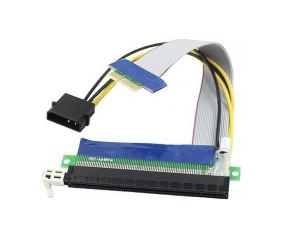 PCI-E PCI-Express x1 To x16 Riser Card Extension Adapter Cable w/ Molex Power
