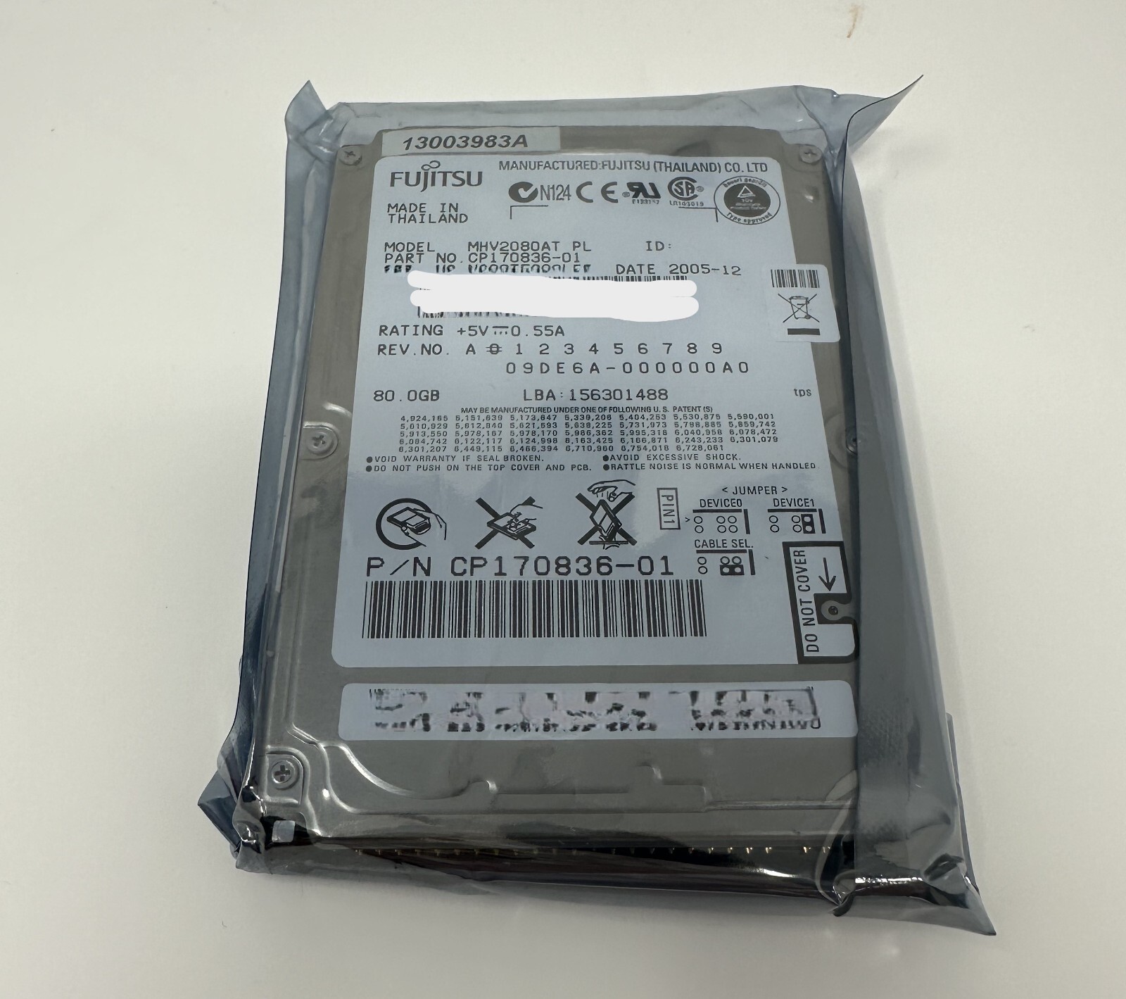 Fujitsu MHV2080AT 80GB 2.5 Inch IDE PATA Laptop Hard Drive 4200RPM Ultra ATA/100