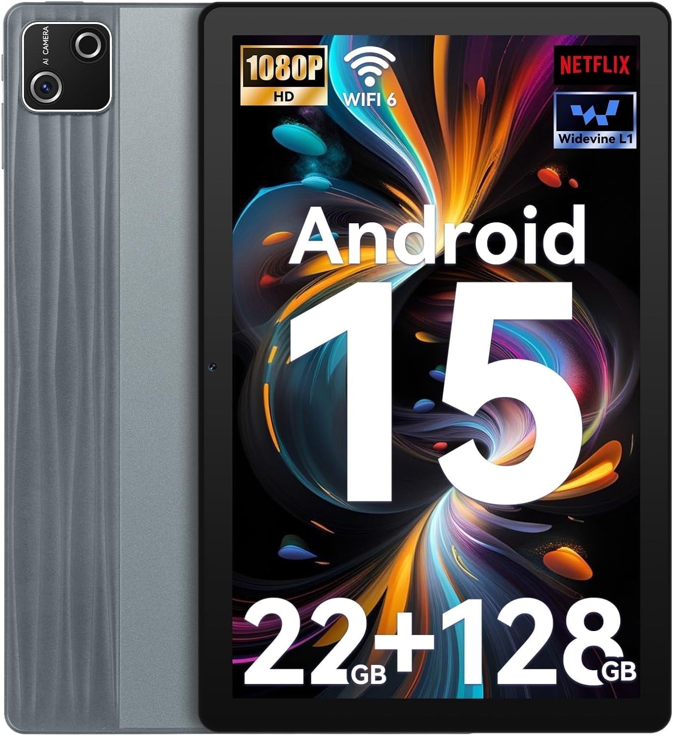 2025 Latest Android 15 Tablet,Tablet 10 Inch with 22GB + 128GB + 1TB TF,Gray