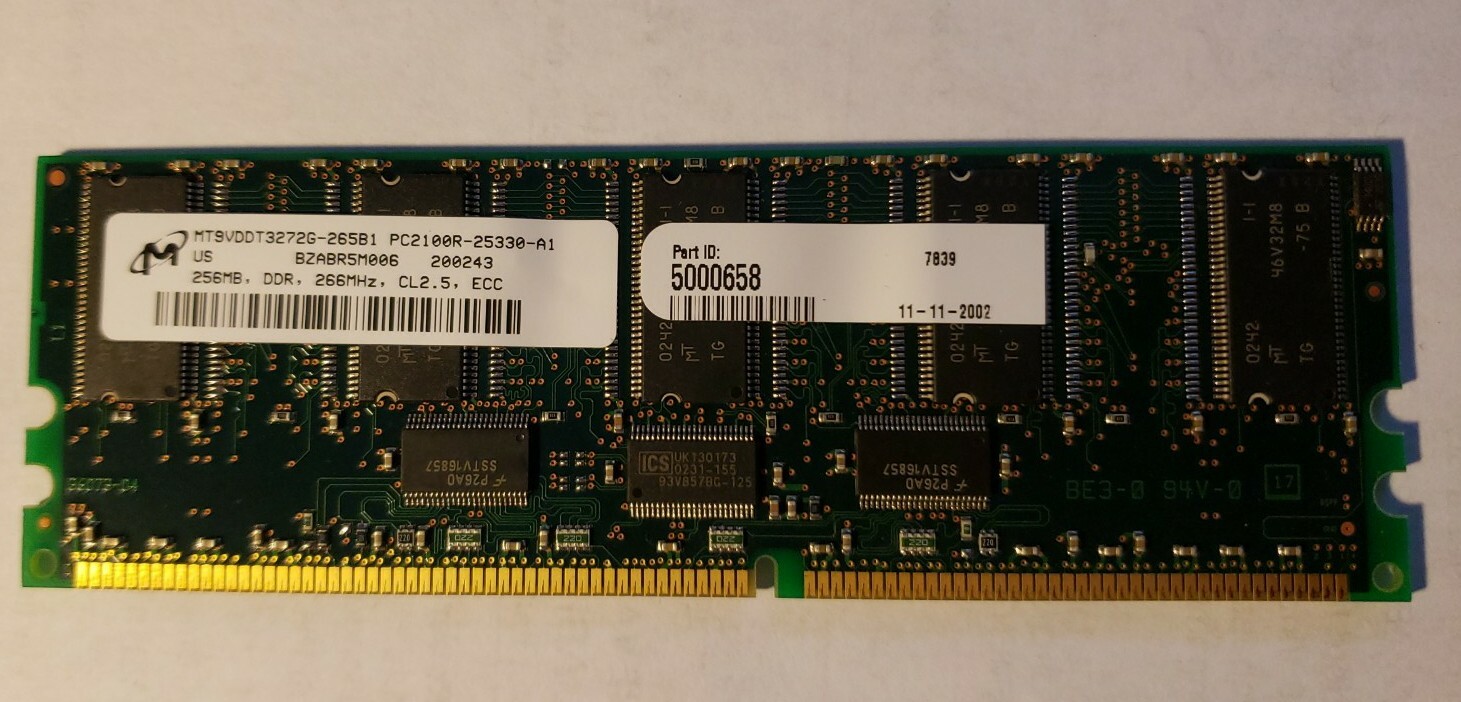 Micron MT9VDDT3272G-265B1 256MB DDR Server RAM Memory ECC