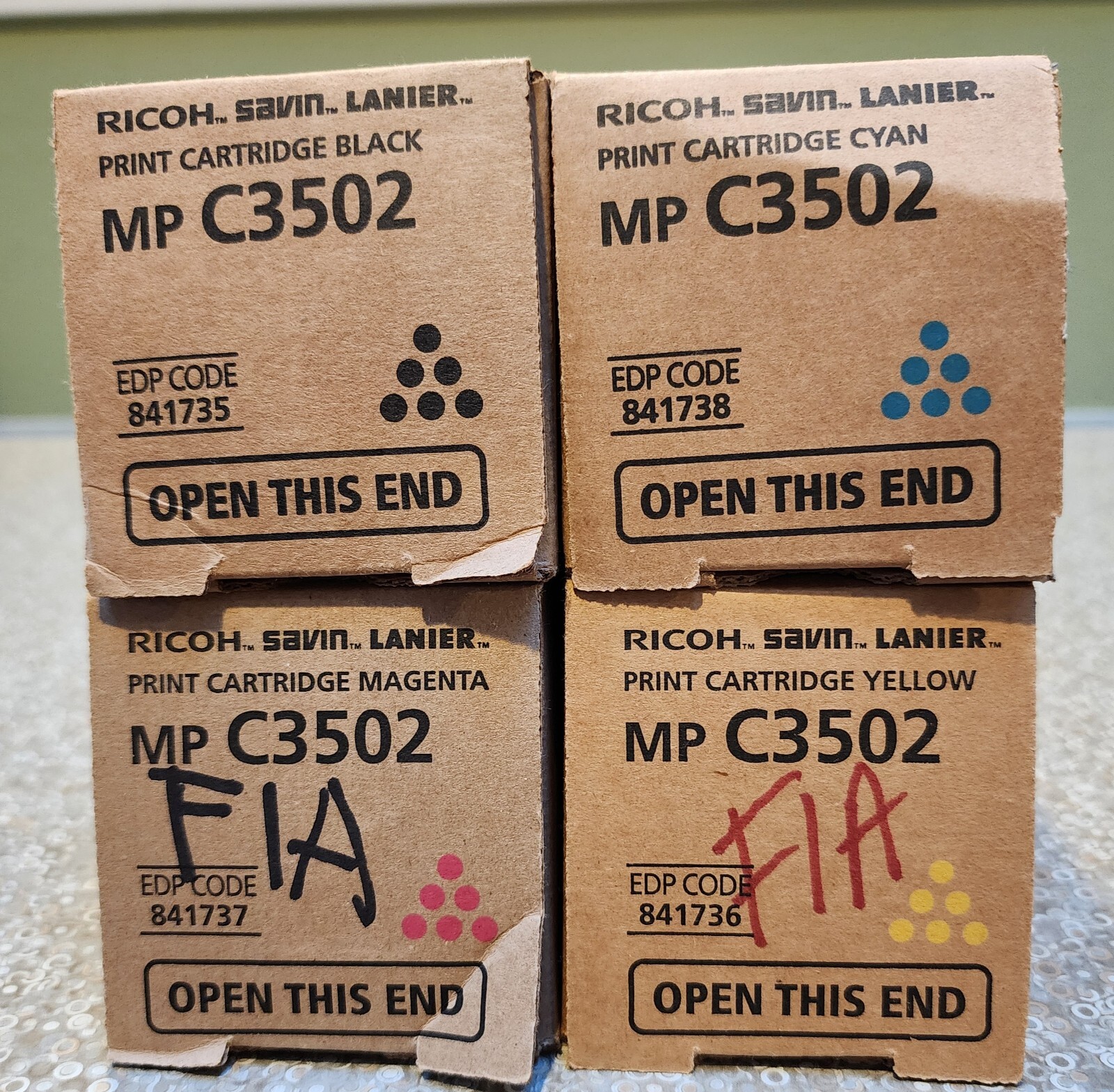 Genuine Set of (4) Ricoh MP C3502 Color 841735 841736 841738 841737 New Sealed