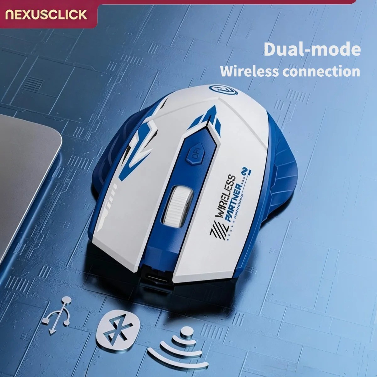 NexusClick Bluetooth 5.4 & 2.4G Wireless Mouse With Finger Rest, 6 Buttons Gamin