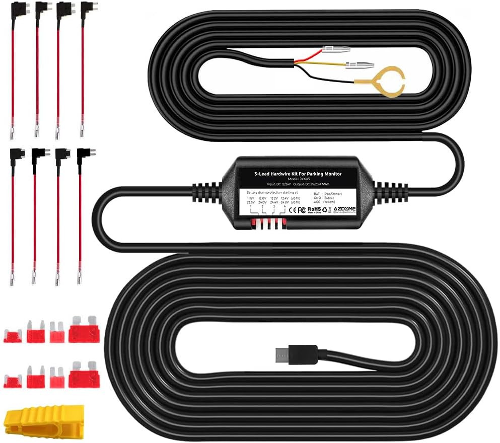 AZDOME 3-Lead Acc Hardwire Kit Type-C USB Port for M550 M01Pro PG17 Gs63Hpro Das