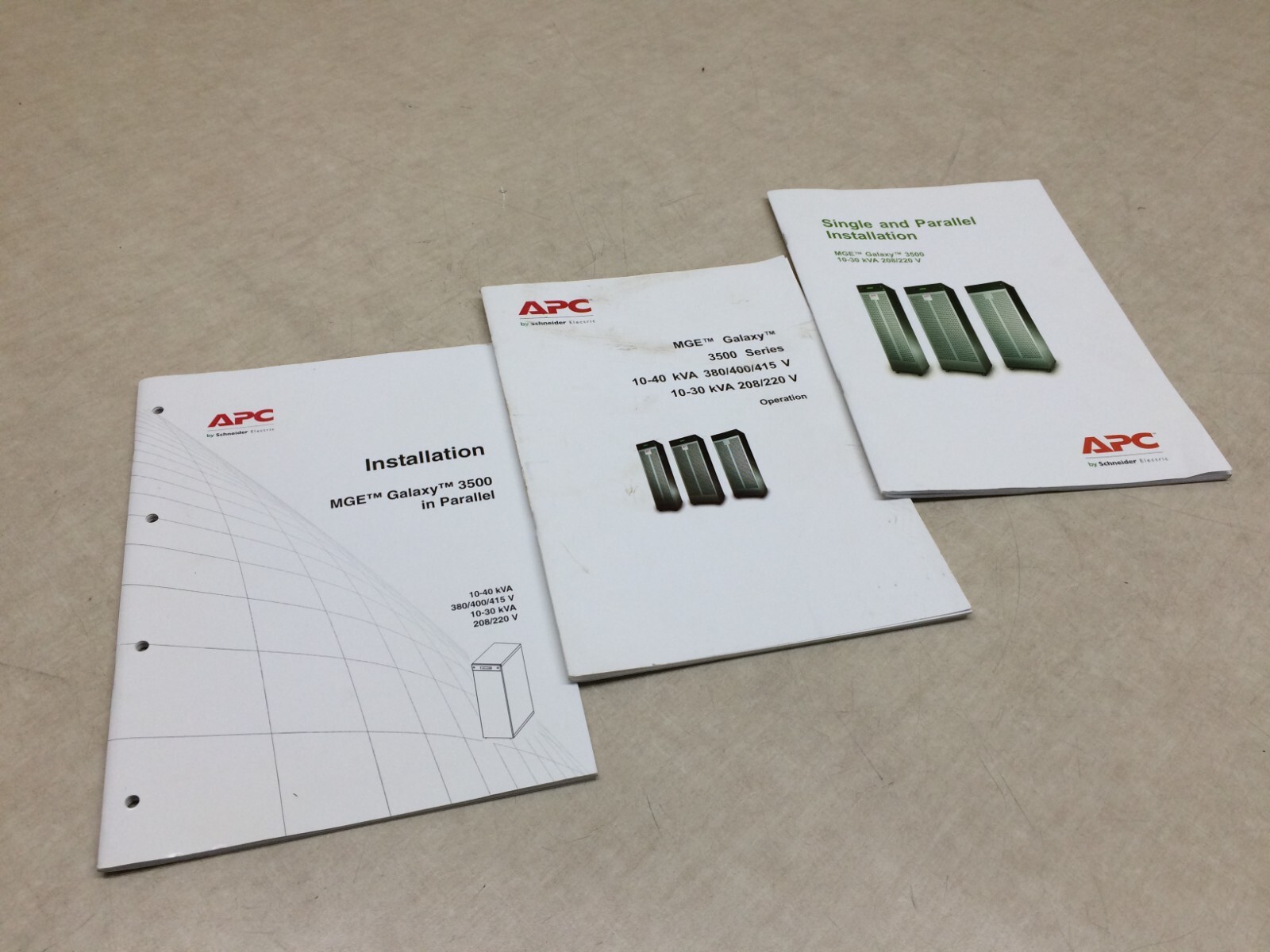 Lot of 3 APC MGE GALAXY 3500 UPS Parallel Manuals Installation Guides