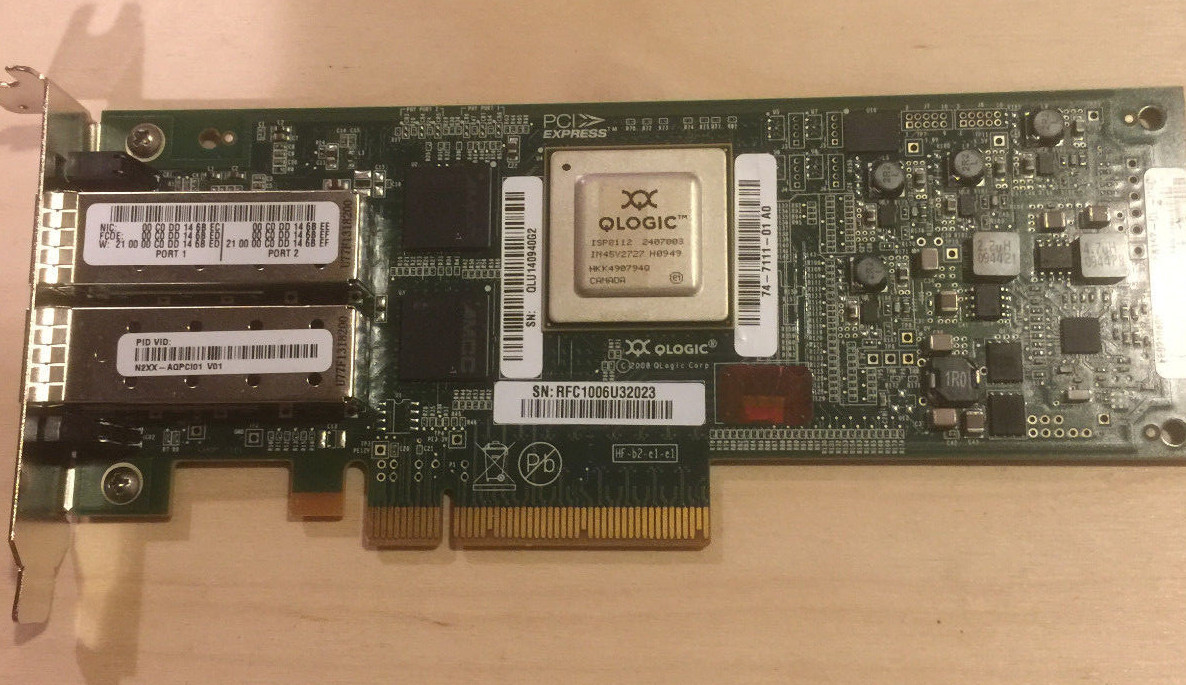 Cisco QLogic QLE8152-CU-CSC PCI Express 10Gbps Card 74-7111-01 N2XX-AQPCI01