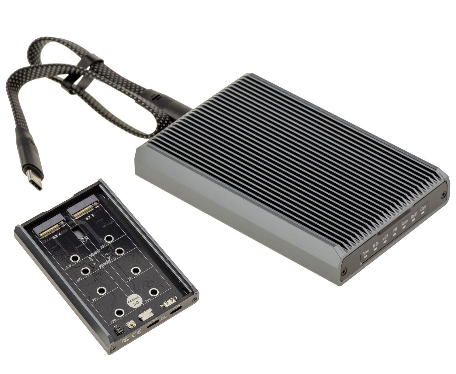 RAID Drive Enclosure With USB Cloning Station 20G for 2 SSD M2 NVMe and M2 SATA