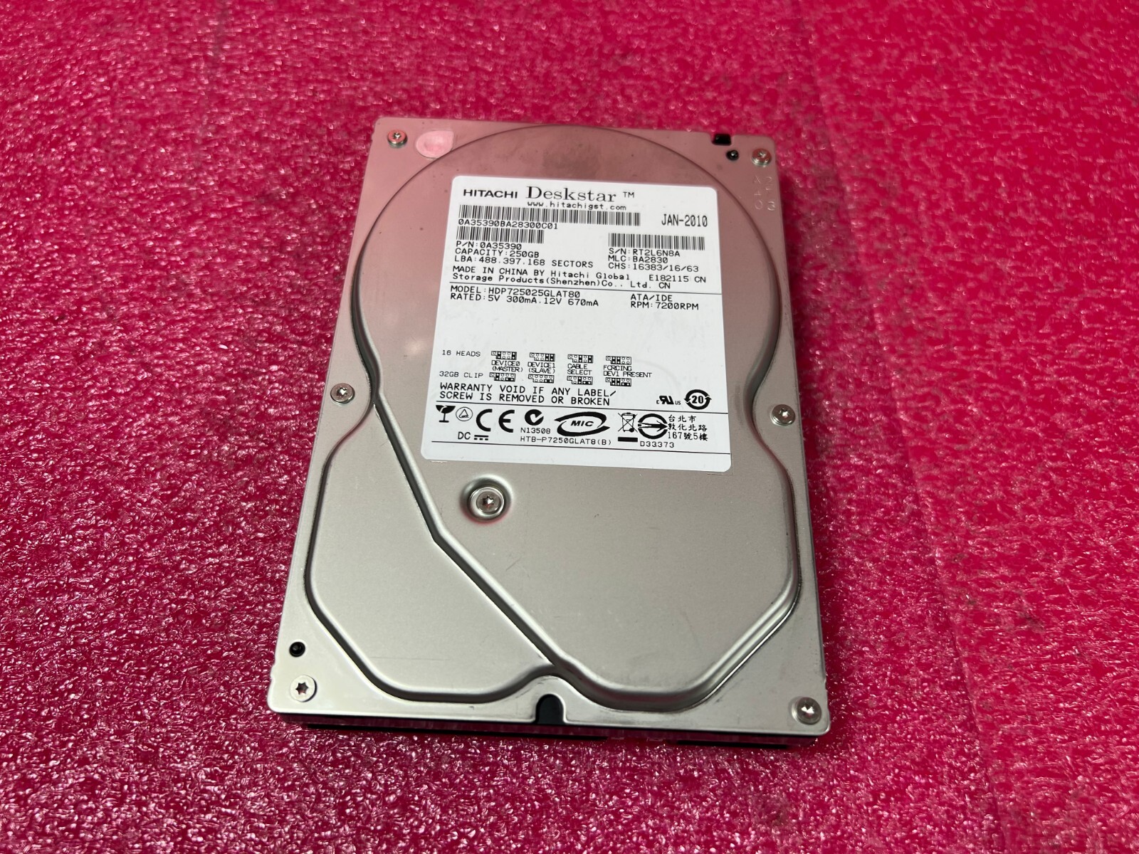 Polycom MGC-25 HITACHI HDP725025GLAT80 0A35390 250GB HARD DRIVE