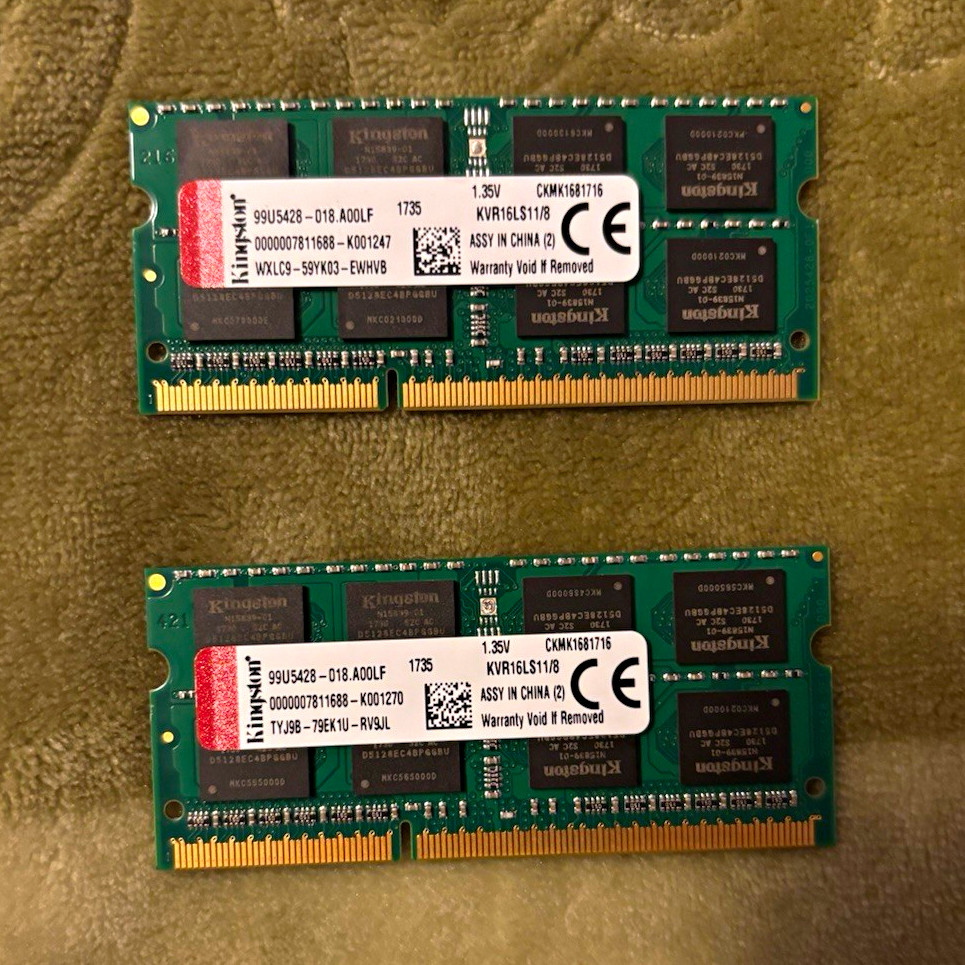 Kingston ValueRAM 16GB (2x8GB) DDR3L-1600 PC3L-12800S SO-DIMM KVR16LS11/8