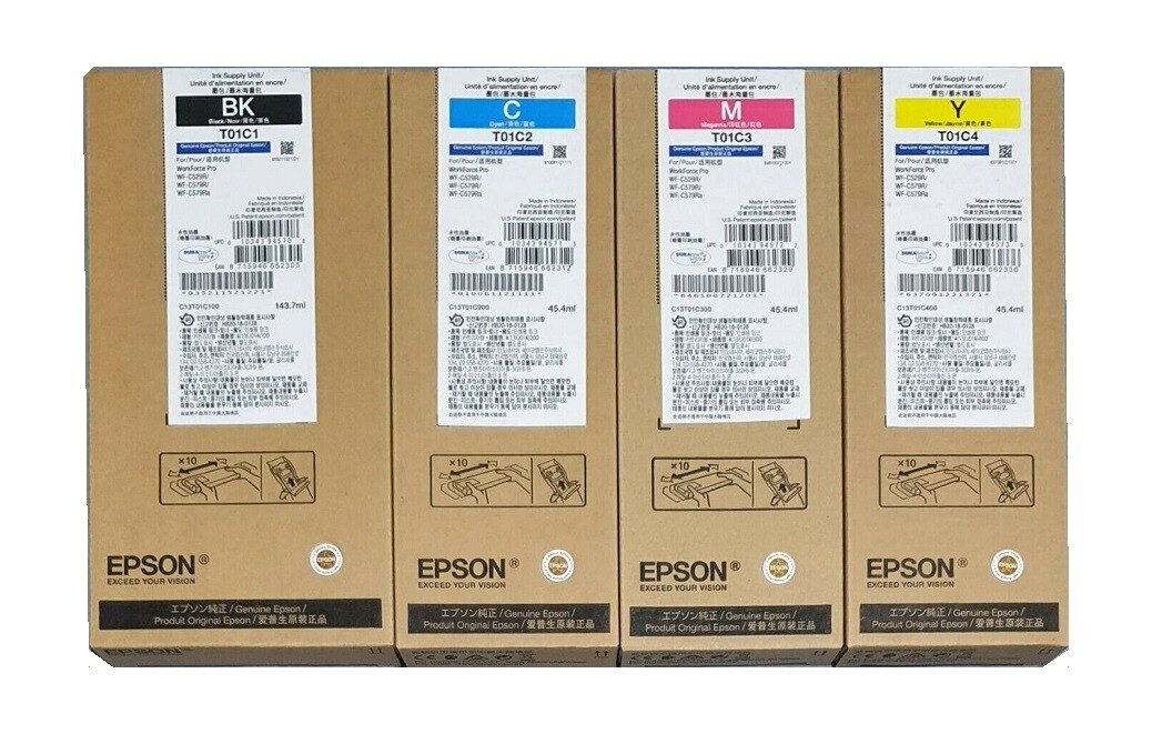 4 x Genuine Ink Epson Workforce Pro WF-C529 WF-C579 r Rdtw / T01C1 -T01C4 ink