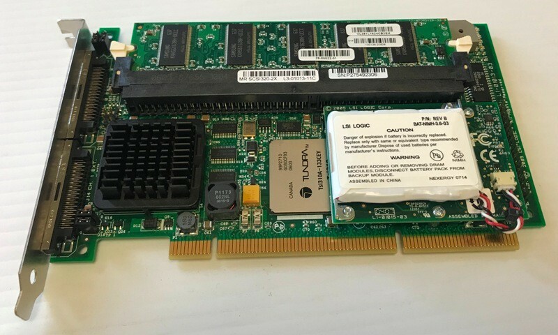LSI LOGIC L1-01013-03  Dual Channel SCSI320-2X Raid Controller Card W/ Battery