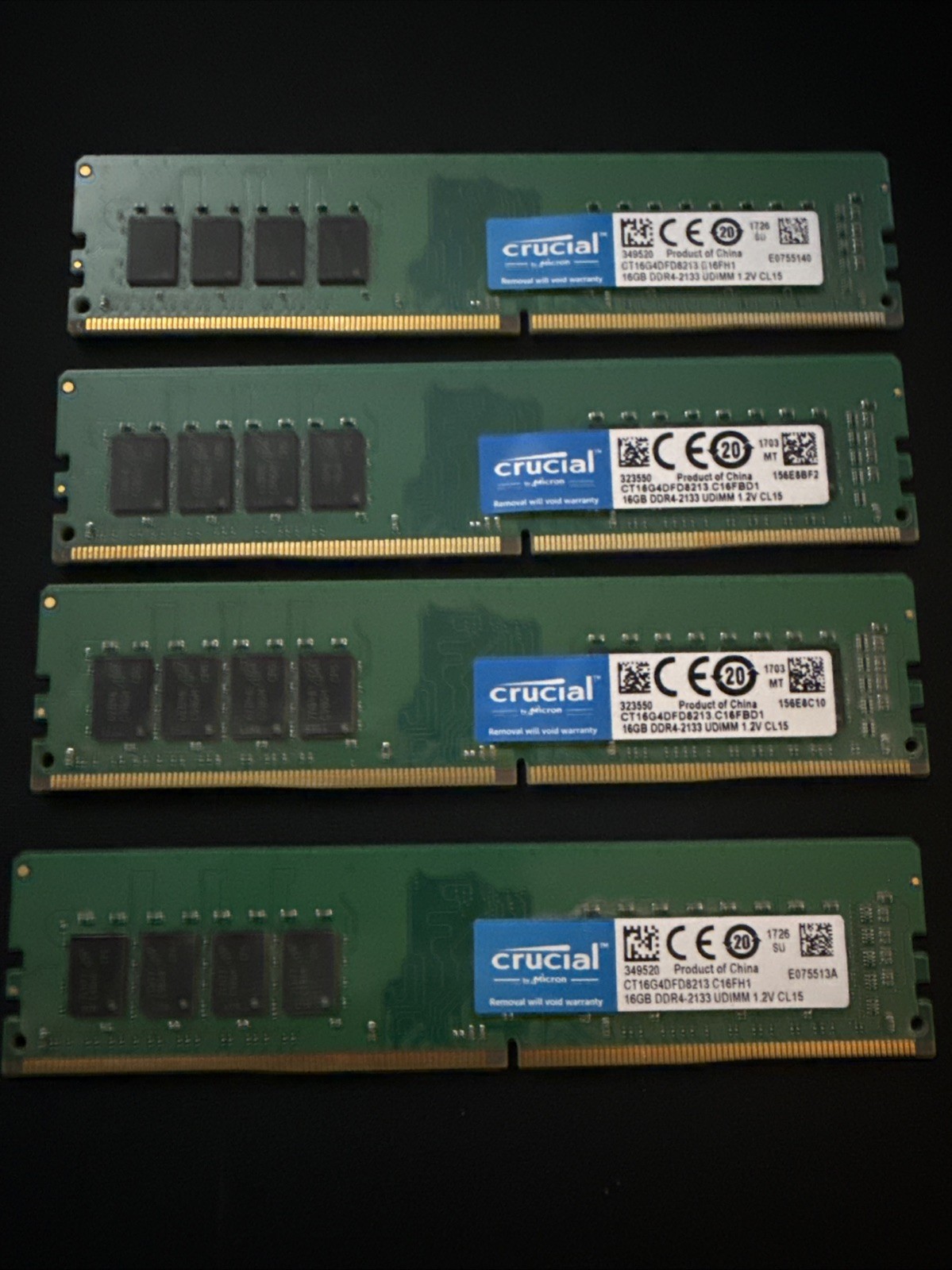 Crucial 64GB (4x16GB) DDR4 2133MHz PC4-17000 CL15 UDIMM Desktop Memory RAM