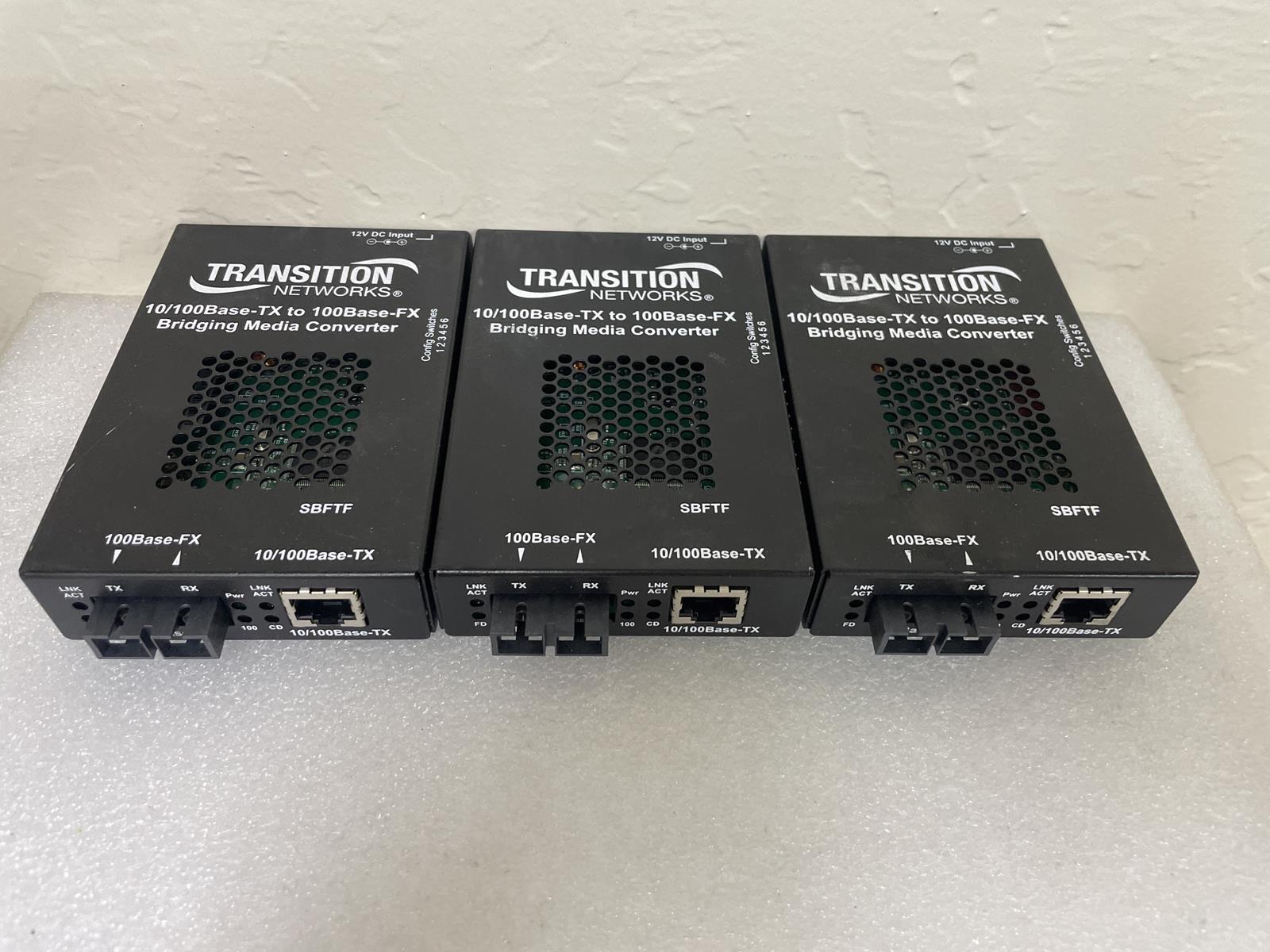 TRANSITION NETWORKS LOT OF 3 10/100BASE-TX TO 100BASE-FX