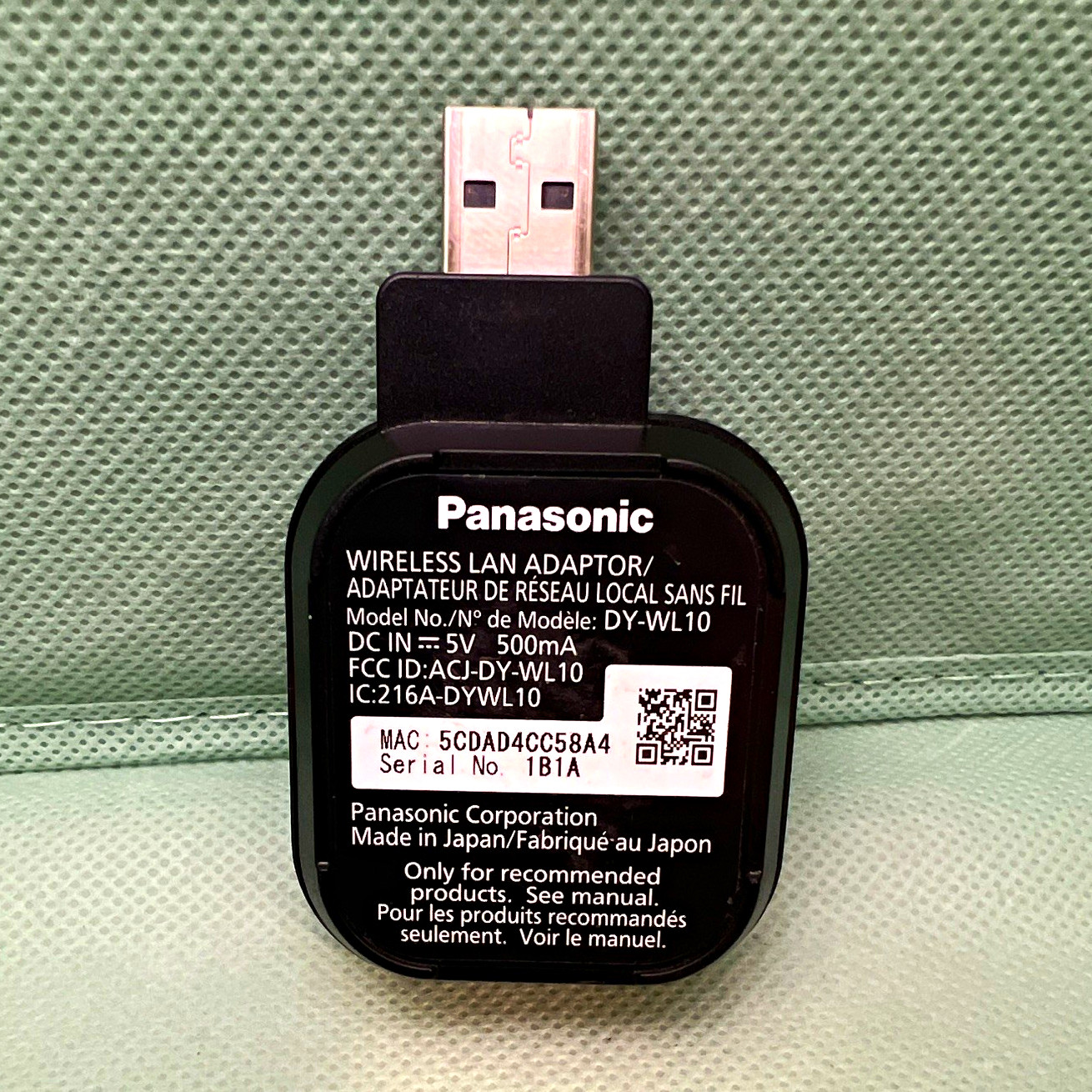 Panasonic DY-WL10 Wireless LAN USB 2.0 Wi-Fi Adapter 54 Mbps for TV Black tested