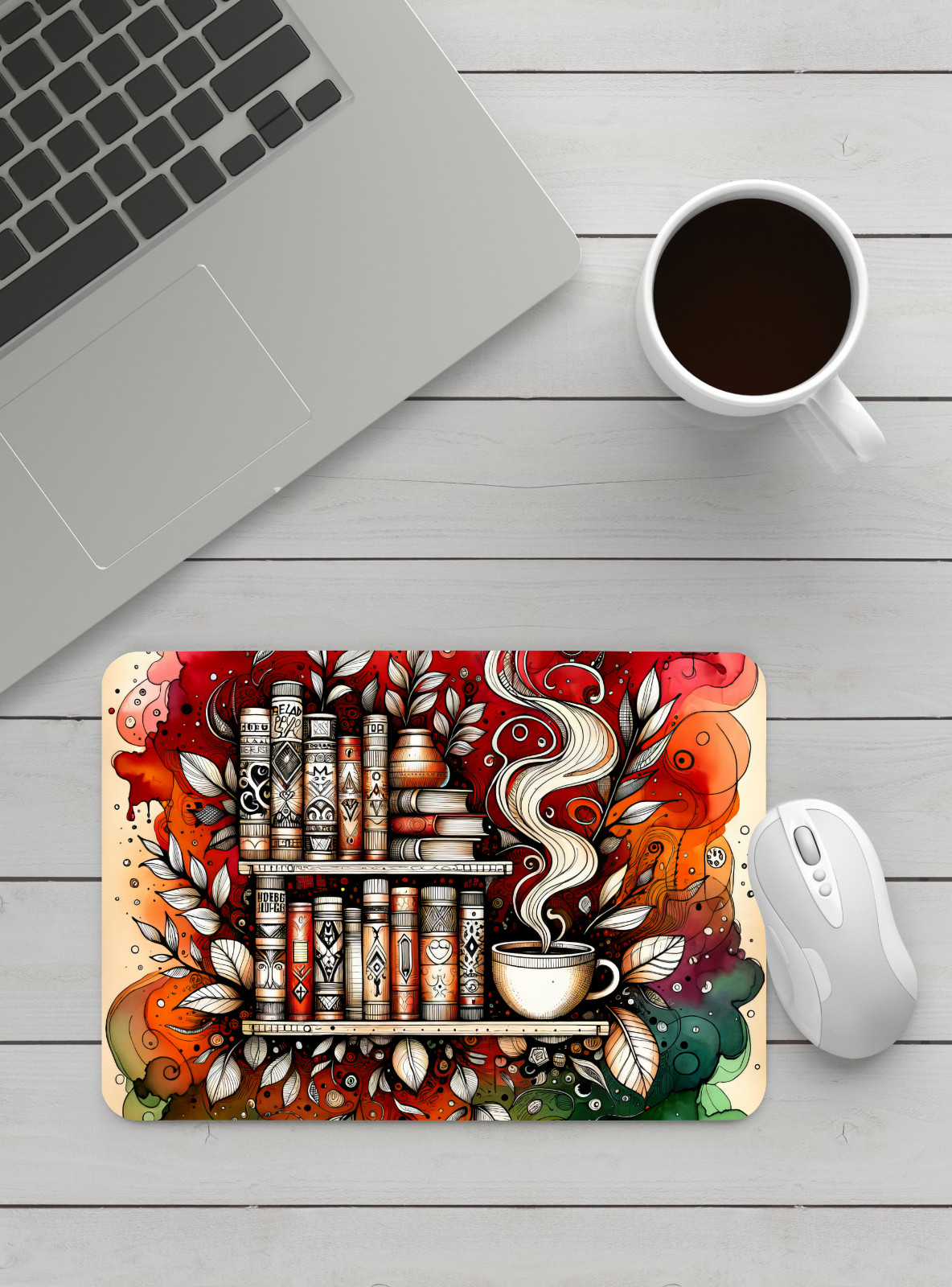 For the Love of Books II Handmade Designed Mouse Pad.
