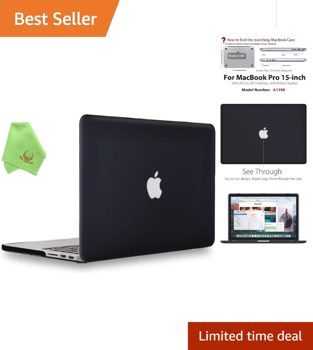 Smooth Matte Hard Case for 15” MacBook Pro A1398 - No Touch Bar