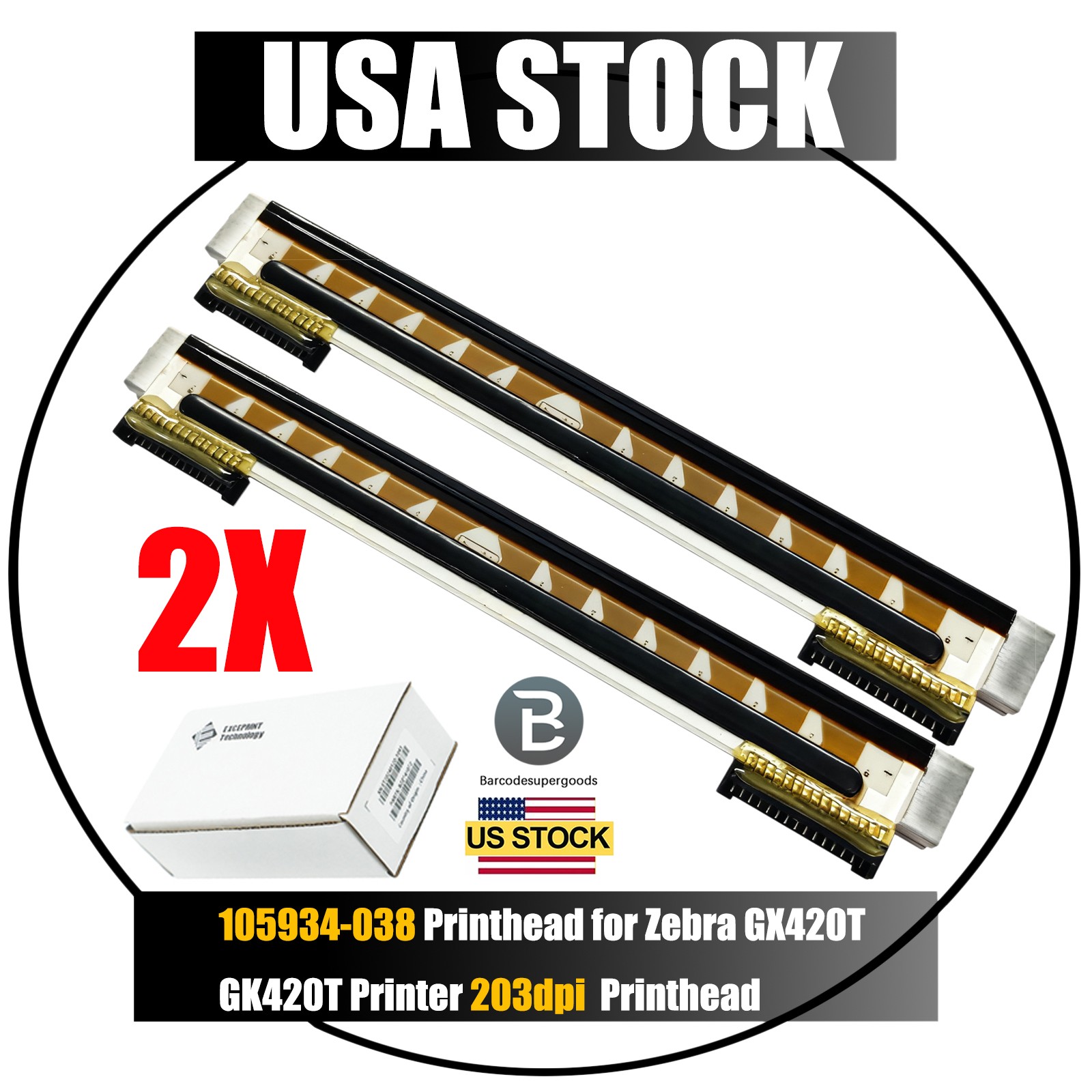 2-Packs Printhead for Zebra GX420T GK420T Printer 203dpi PN 105934-038 US