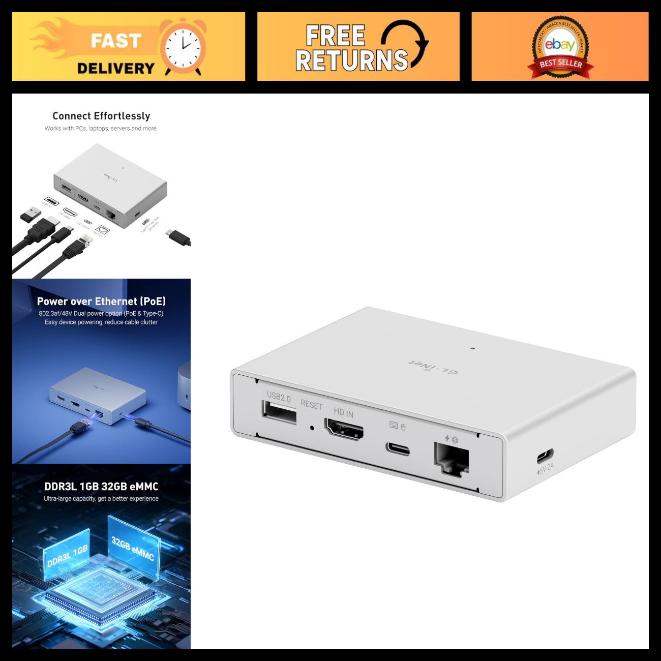 Remote KVM Switch PoE, 4K Streaming, Tailscale Compatible, Compact Design