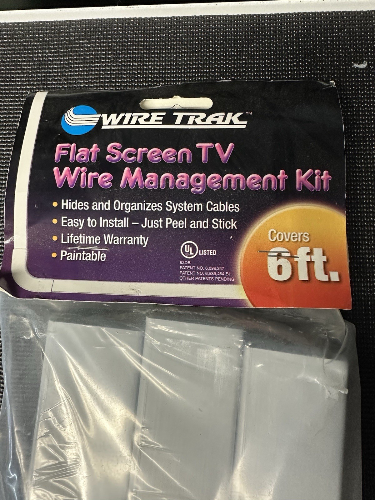 Wire Trak Cable Cover White Plastic 6ft Paintable Easy Install Flat Screen TV