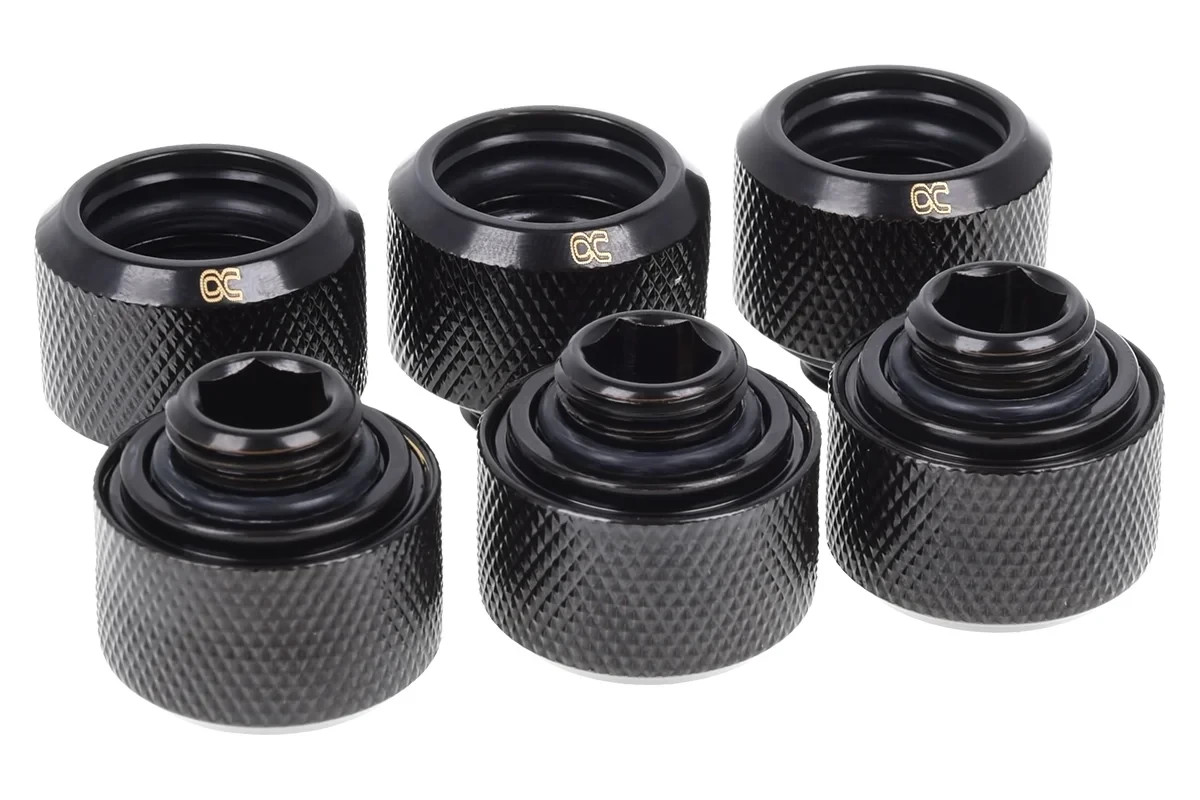 Alphacool Eiszapfen PRO 16mm Hard Tube fitting G1/4 - Deep Black (6pk) 17379