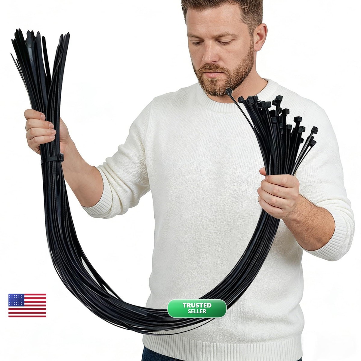 NORJIN 50 Pcs 48 Inch Extra Long Heavy Duty Zip Ties 175 lbs Self Locking UV
