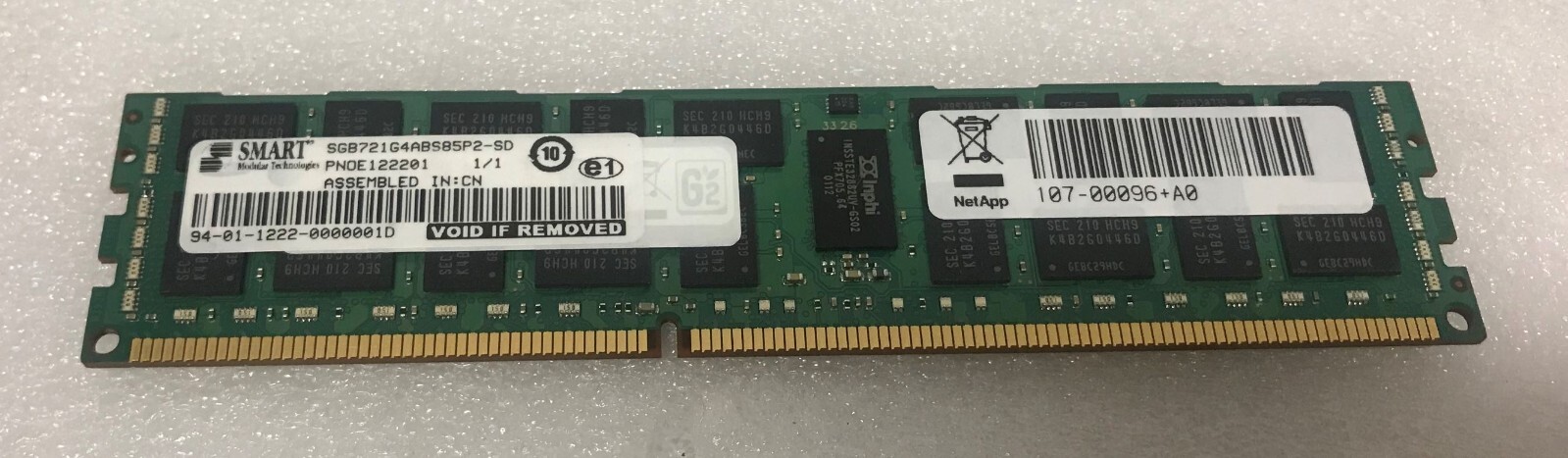 SMART SGB721G4ABS85P2-SD NetApp 107-00096 8GB PC3-8500 DDR Memory