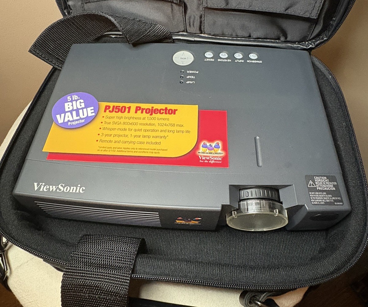 ViewSonic PJ501 VPROJ25048-1W Projector with Travel Case & Remote Control MINT
