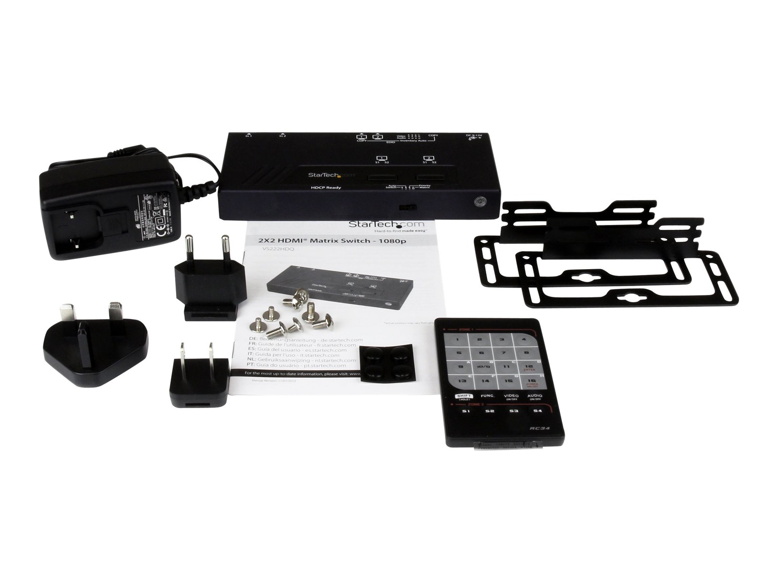 StarTechcom 2x2 HDMI Matrix Auto Switch Matrix Switch w Cable VS222HDQ