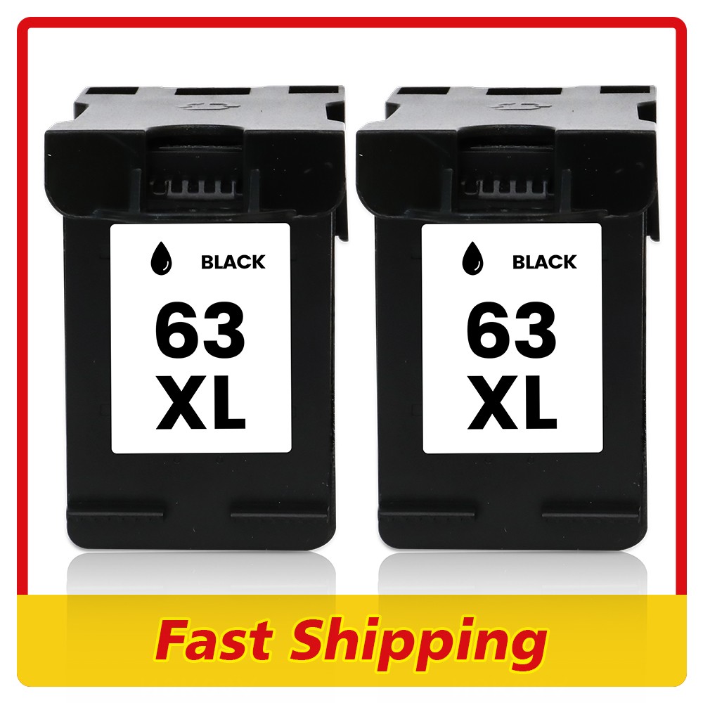 2Pcs 63XL Black Ink Cartridge for HP Envy 4522 4524 4526 OfficeJet 3832 4650