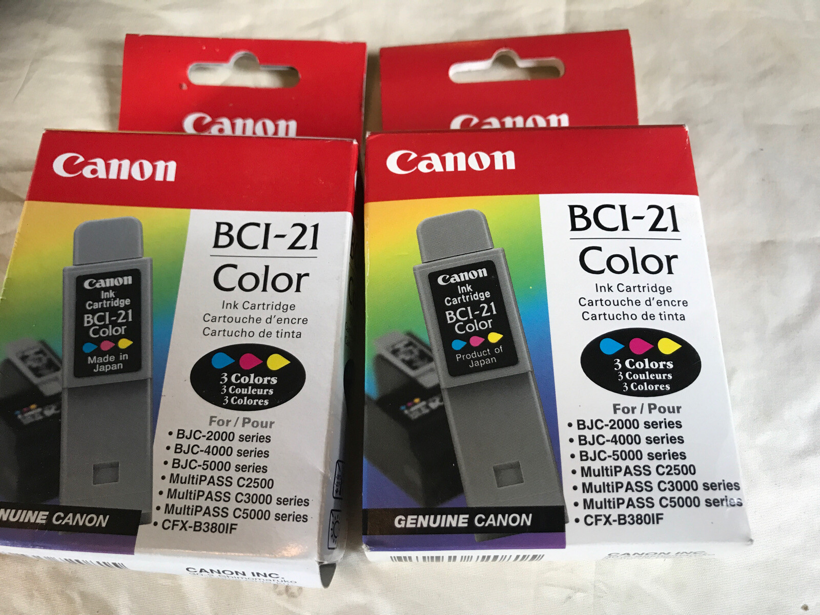 Qty. 2 Canon BCI-21 Tri-Color Ink Cartridge  BJC-2000 Genuine Sealed Box, New