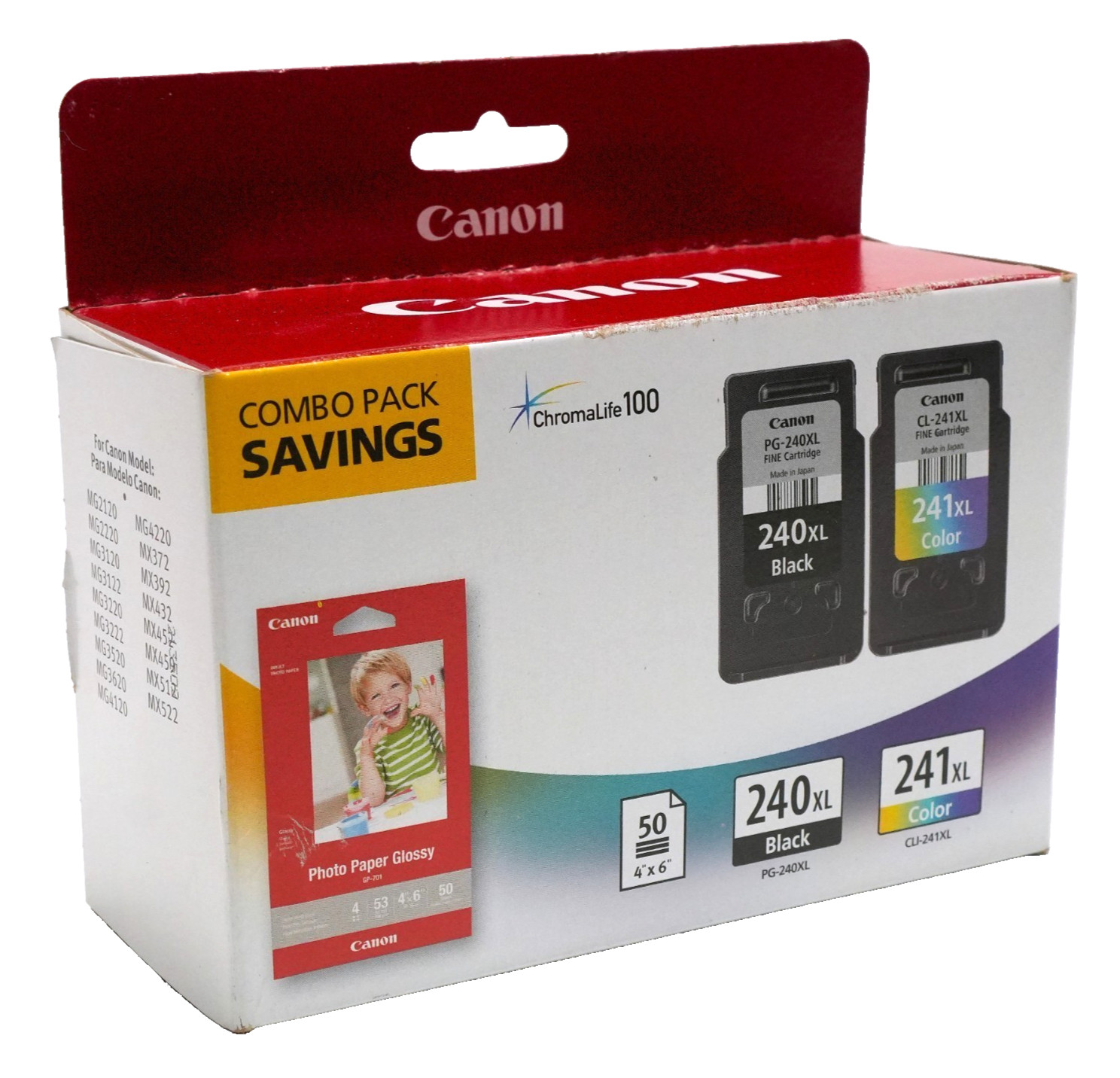 Canon PG-240XL CL-241XL Genuine OEM Ink Combo Pack + 50 Photo Paper NEW