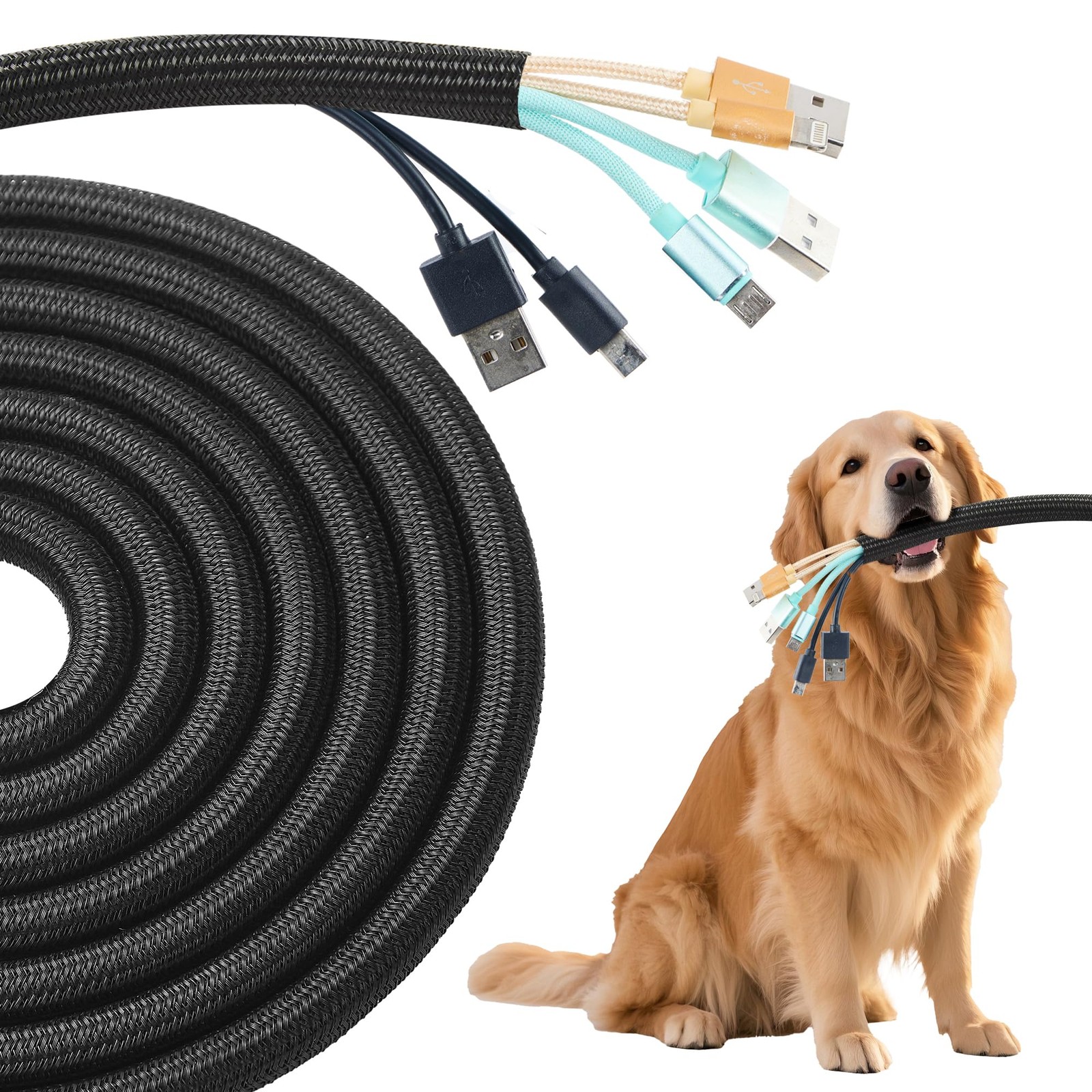 3/4 Inch -25ft Split Cable Sleeve, Braided Wire Loom Tubing Cord Protector fo...