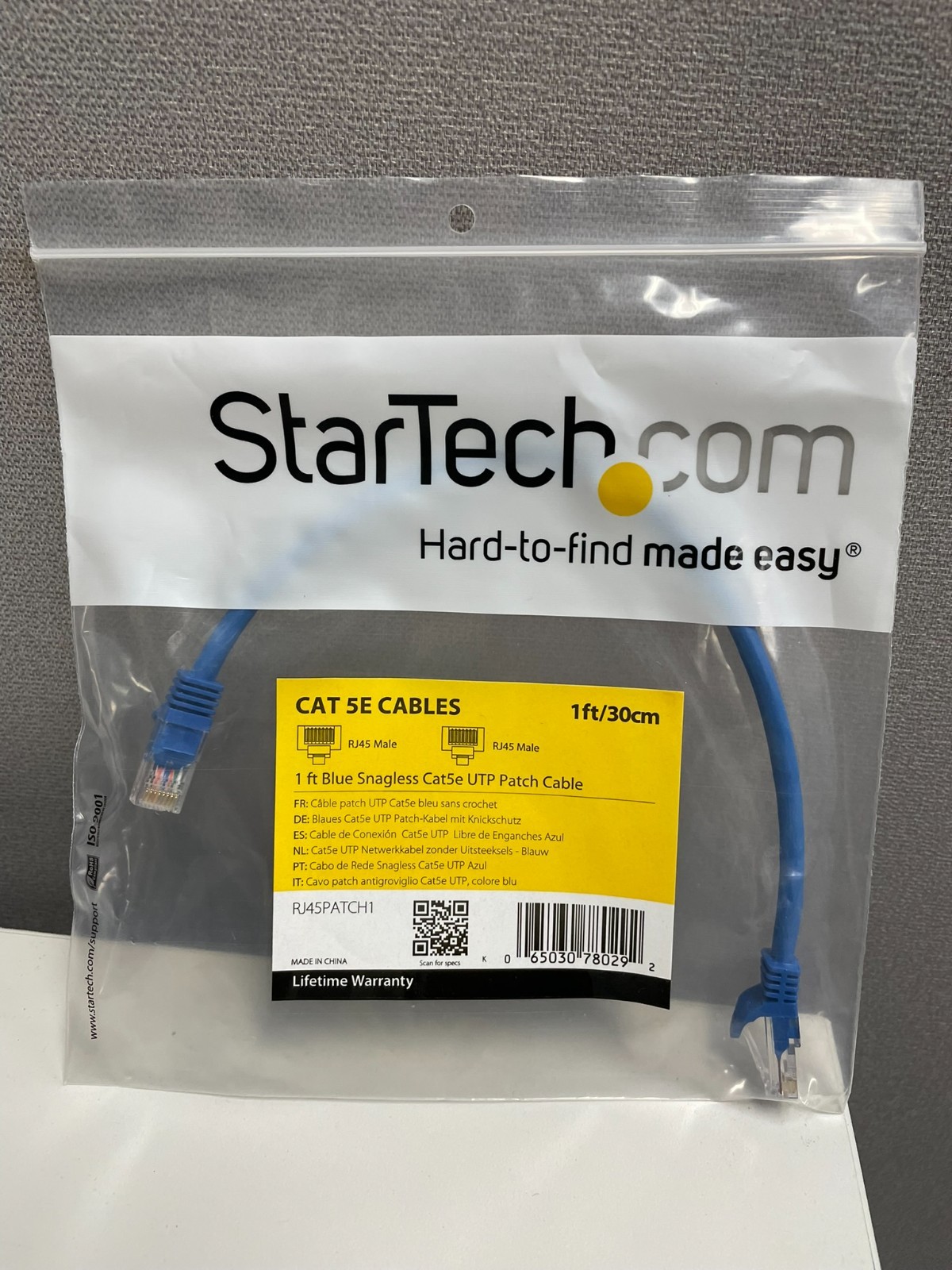 StarTech.com RJ45PATCH1 1 ft Blue Snagless Cat5e UTP Patch Cable (Lot of 3)