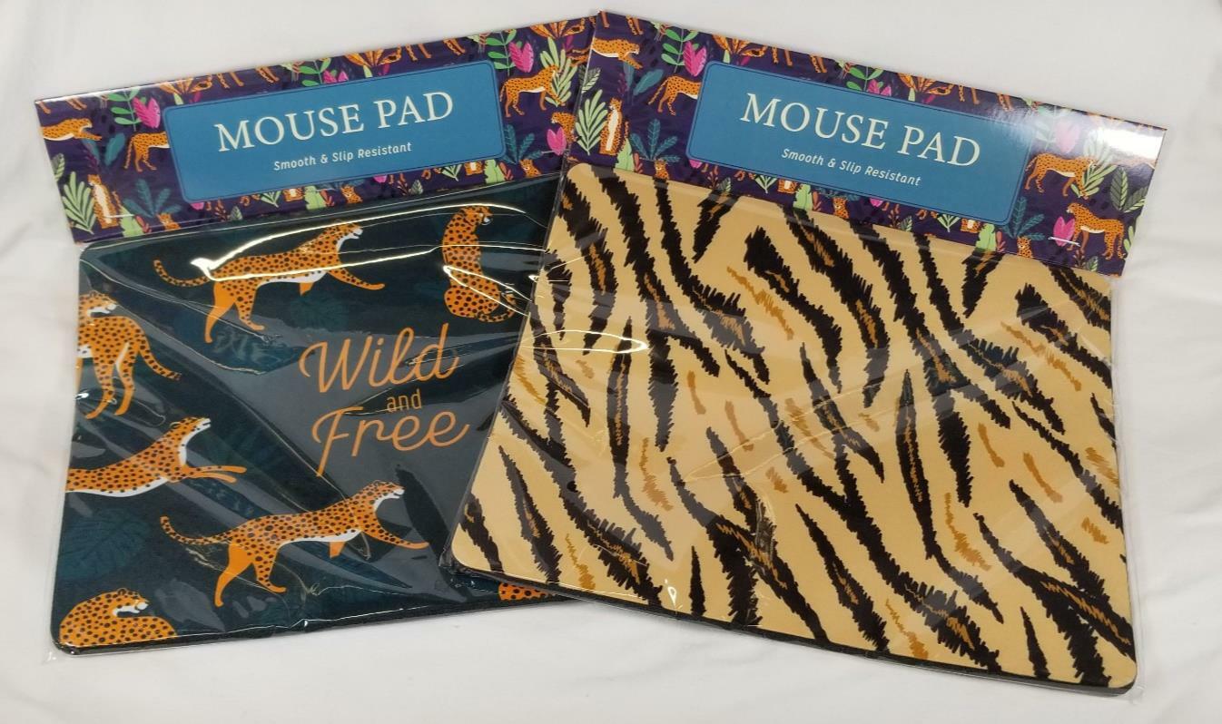 MOUSE PAD Leopard Cheetah Print Wild Free Smooth Slip Resistant Lot of 2, 9x8"