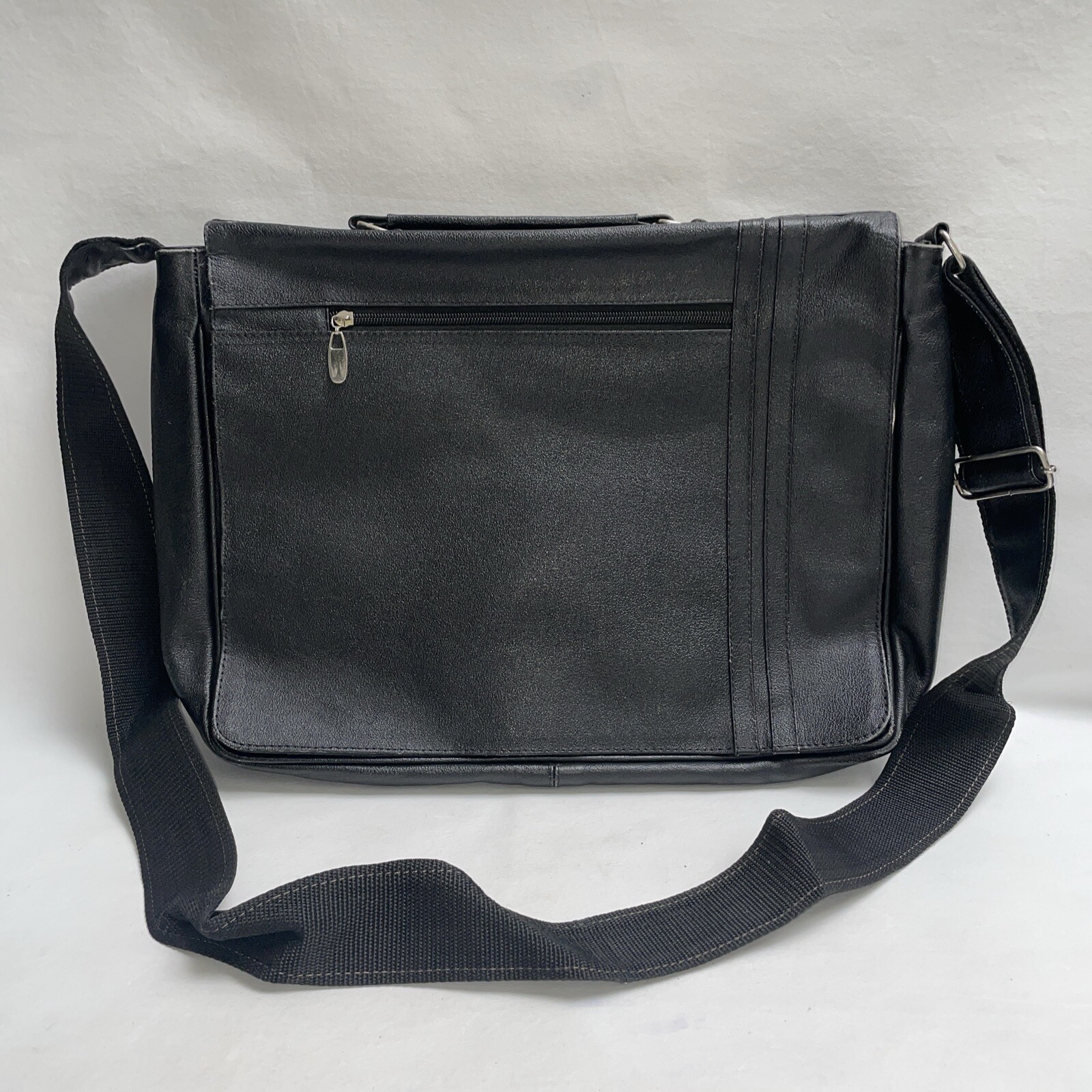 Black Messenger Bag With Adjustable Shoulder Strap