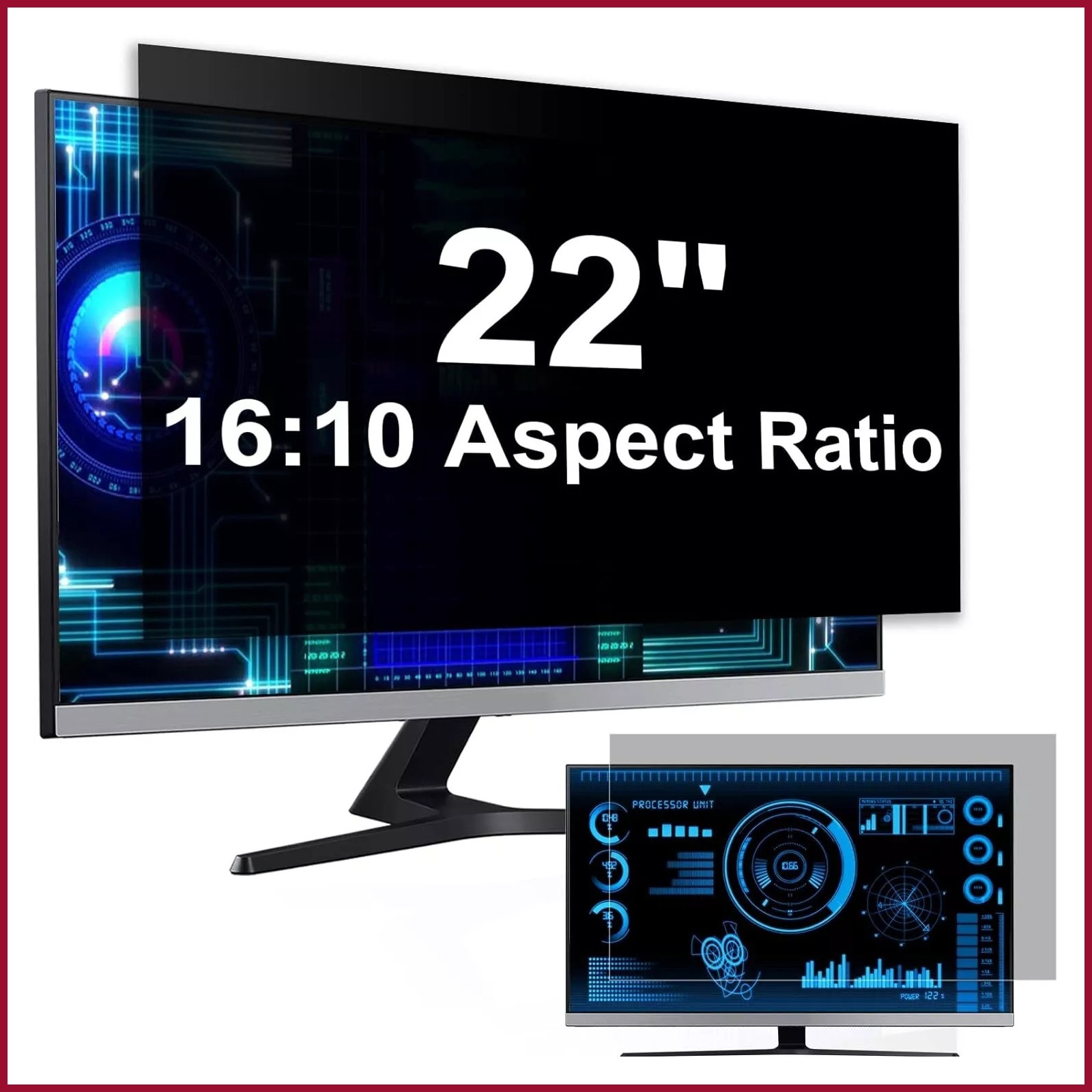 22 Inch Removable Computer Privacy Screen 2 Pack 16:10 Aspect Ratio Widescreen 