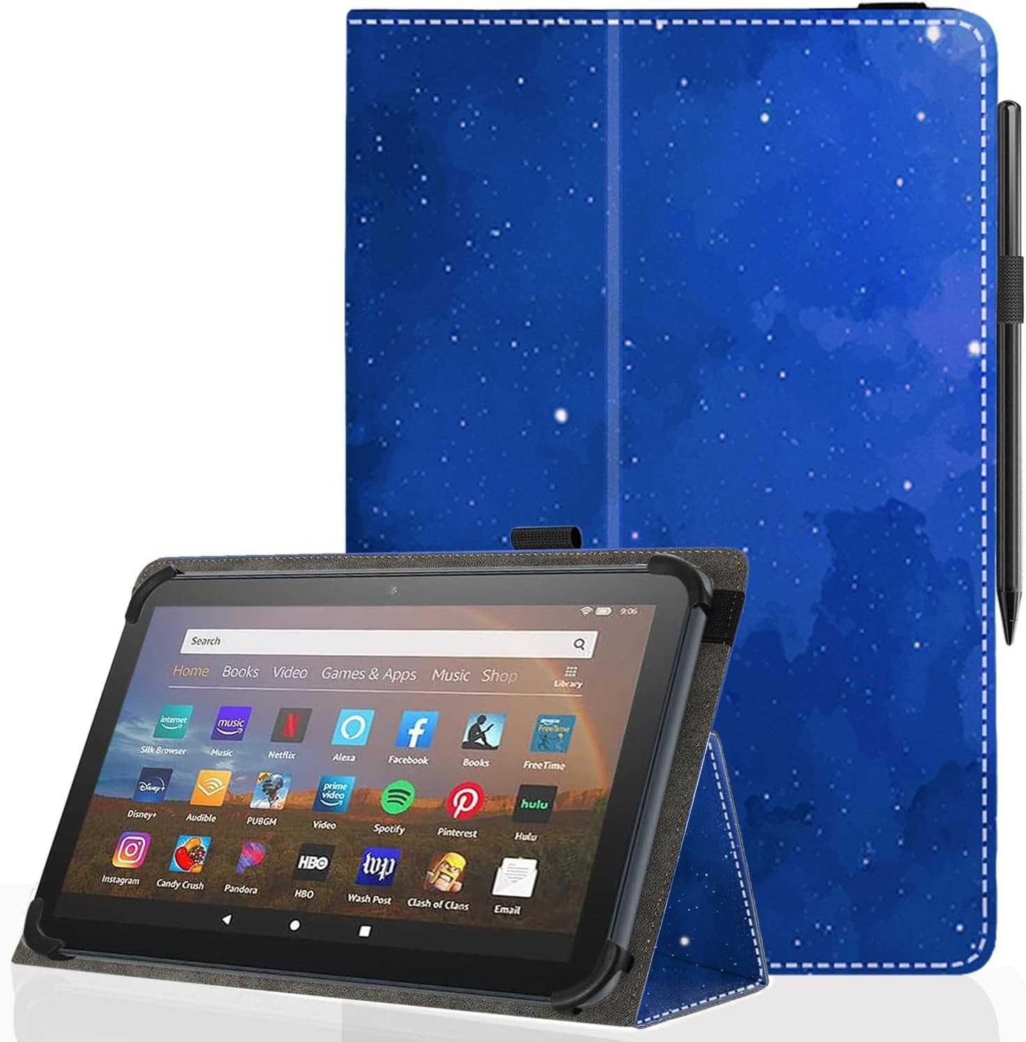 Case for 10 Inch Android Tablet, Slim Folding Stand Cover with Stylus Pen Holder
