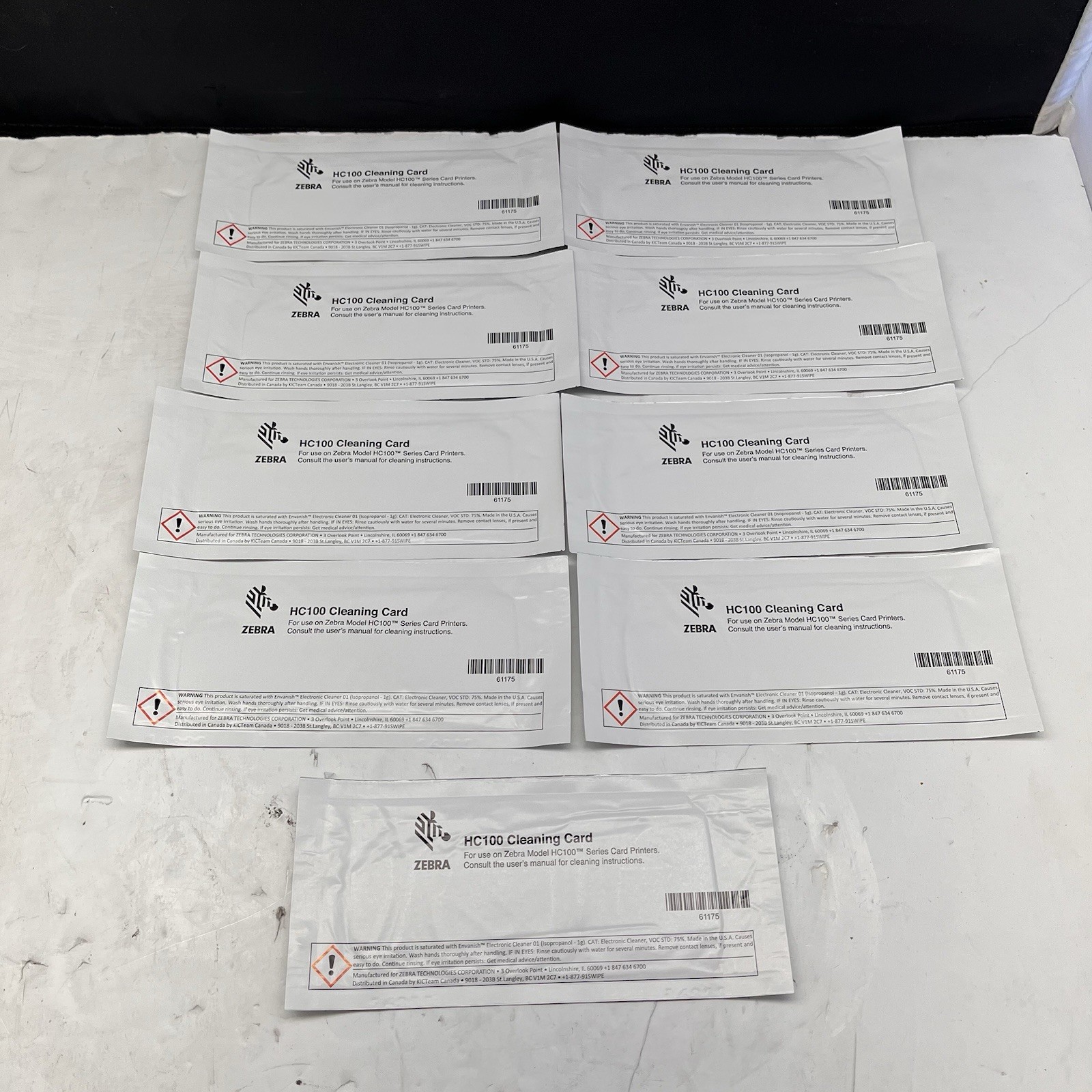 New Zebra 61175 Cleaning Cards For HC100 9 Count C2