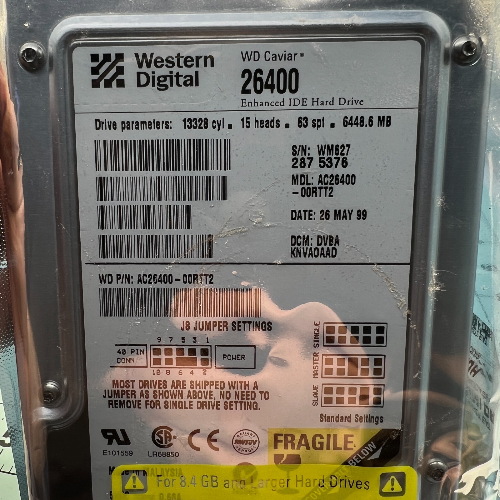 NOS BRAND NEW Western Digital Caviar AC26400 6.4GB 512KB Ide Ata 3.5'' Inch